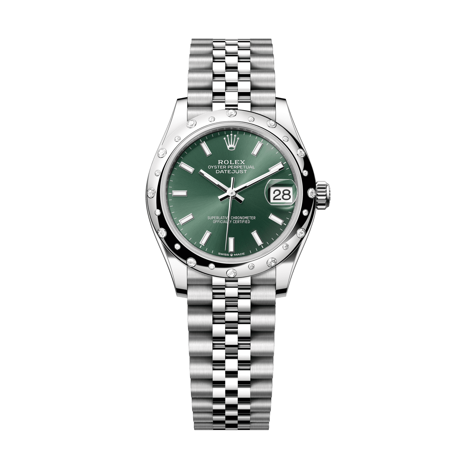 Rolex Datejust 31 31 mm Mint Green Dial with Diamonds Oystersteel and White Gold Jubilee Bracelet 278344rbr-0020 - WATCHXNYC