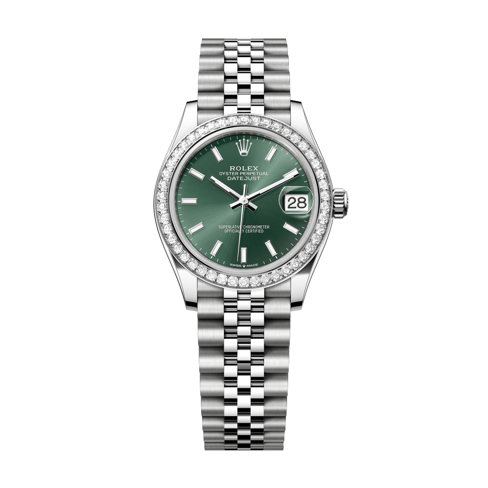 Rolex Datejust 31 31 mm Mint Green Dial with Diamonds Oystersteel and White Gold Jubilee Bracelet 278384rbr-0022 - WATCHXNYC