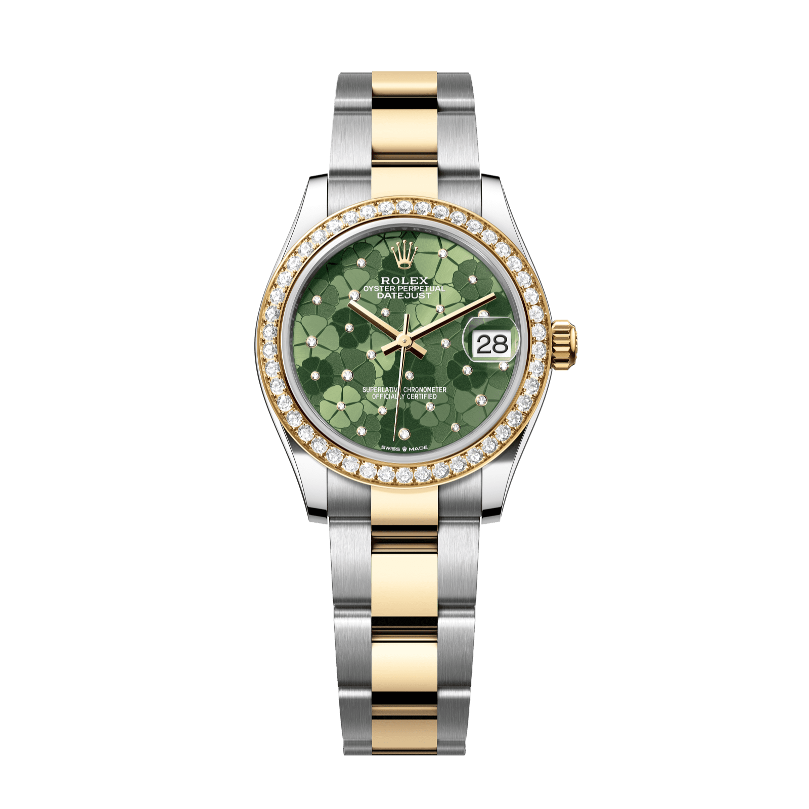 Rolex Datejust 31 31 mm Olive Green, Floral Motif Set With Diamonds Dial Oystersteel and 18k Yellow Gold Oyster Bracelet 278383rbr-0031 - WATCHXNYC