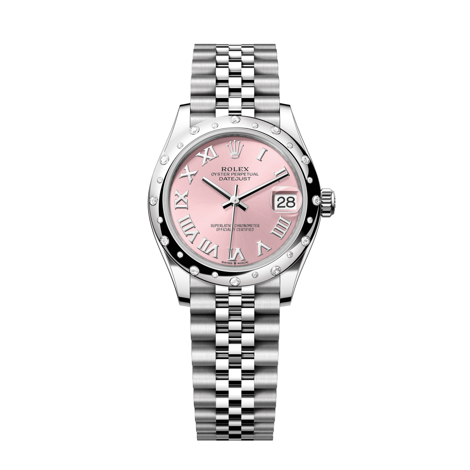 Rolex Datejust 31 31 mm Pink  Dial with Diamonds Oystersteel and White Gold Jubilee Bracelet 278344rbr-0022 - WATCHXNYC