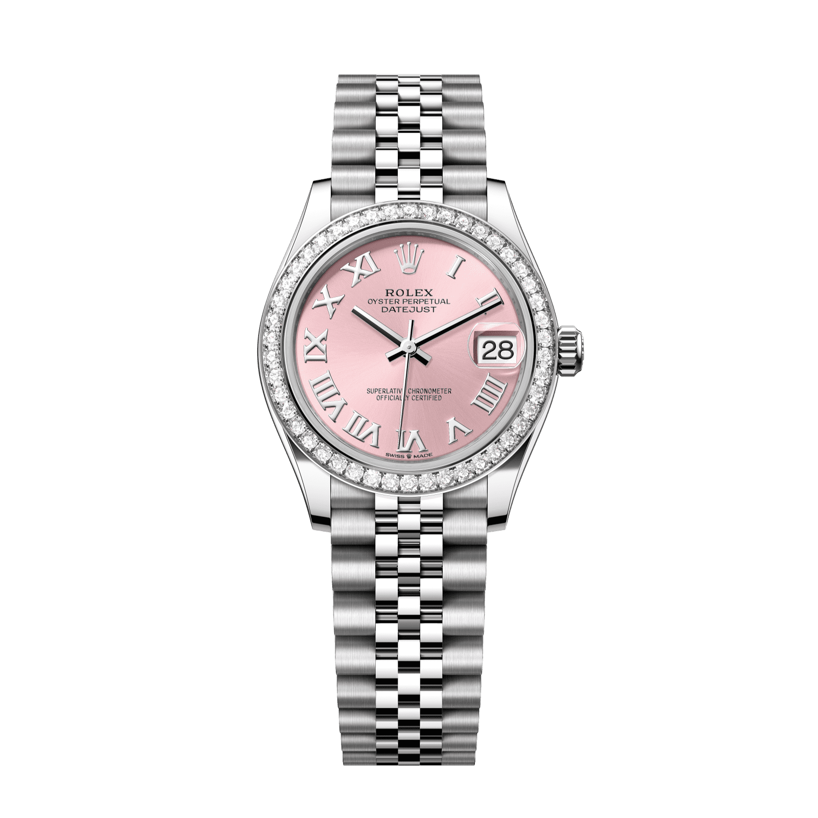 Rolex Datejust 31 31 mm Pink  Dial with Diamonds Oystersteel and White Gold Jubilee Bracelet 278384rbr-0024 - WATCHXNYC