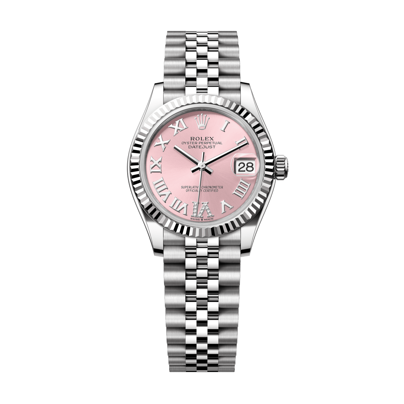 Rolex Datejust 31 31 mm Pink Set With Diamonds Dial Oystersteel and White Gold Jubilee Bracelet 278274-0024 - WATCHXNYC