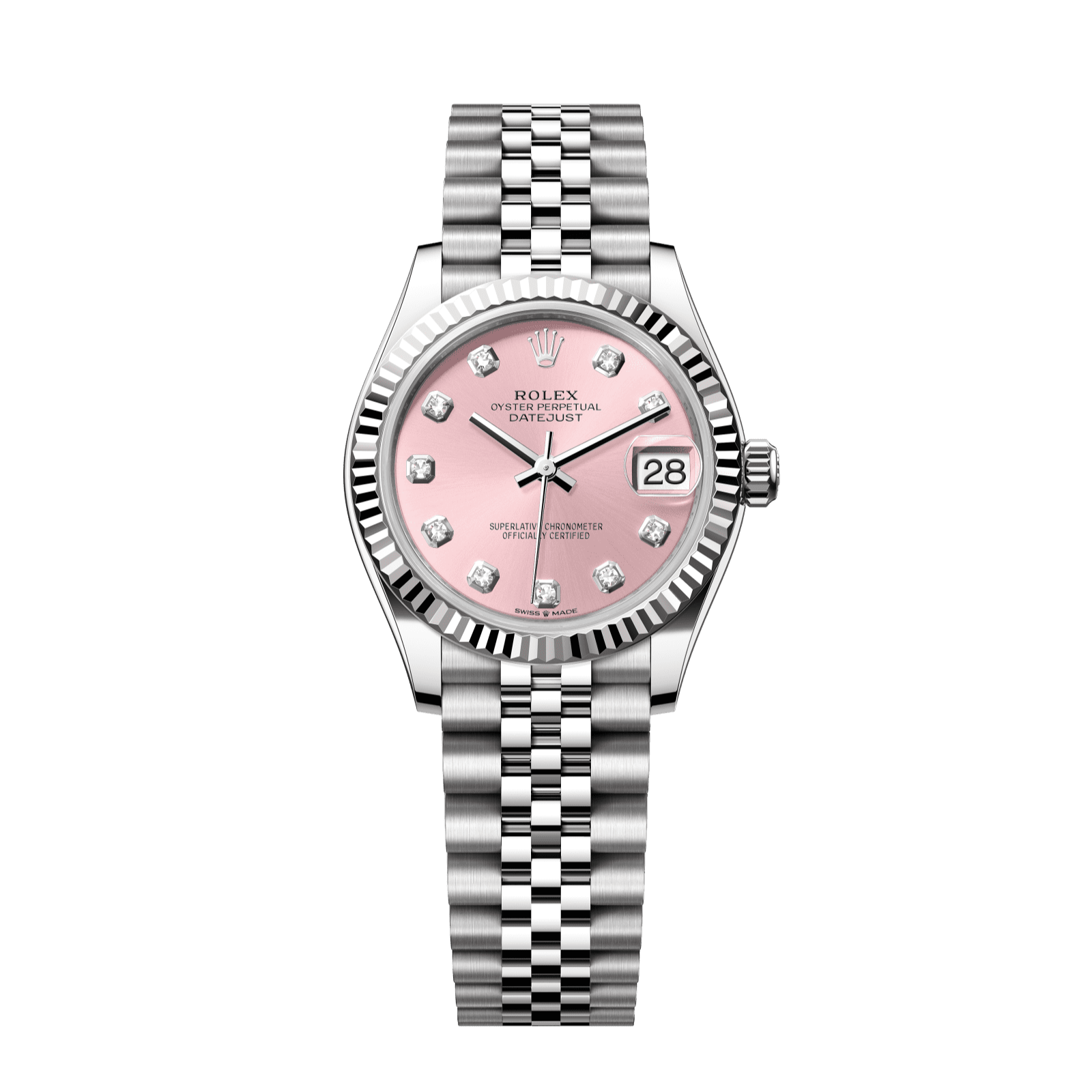 Rolex Datejust 31 31 mm Pink Set With Diamonds Dial Oystersteel and White Gold Jubilee Bracelet 278274-0032 - WATCHXNYC