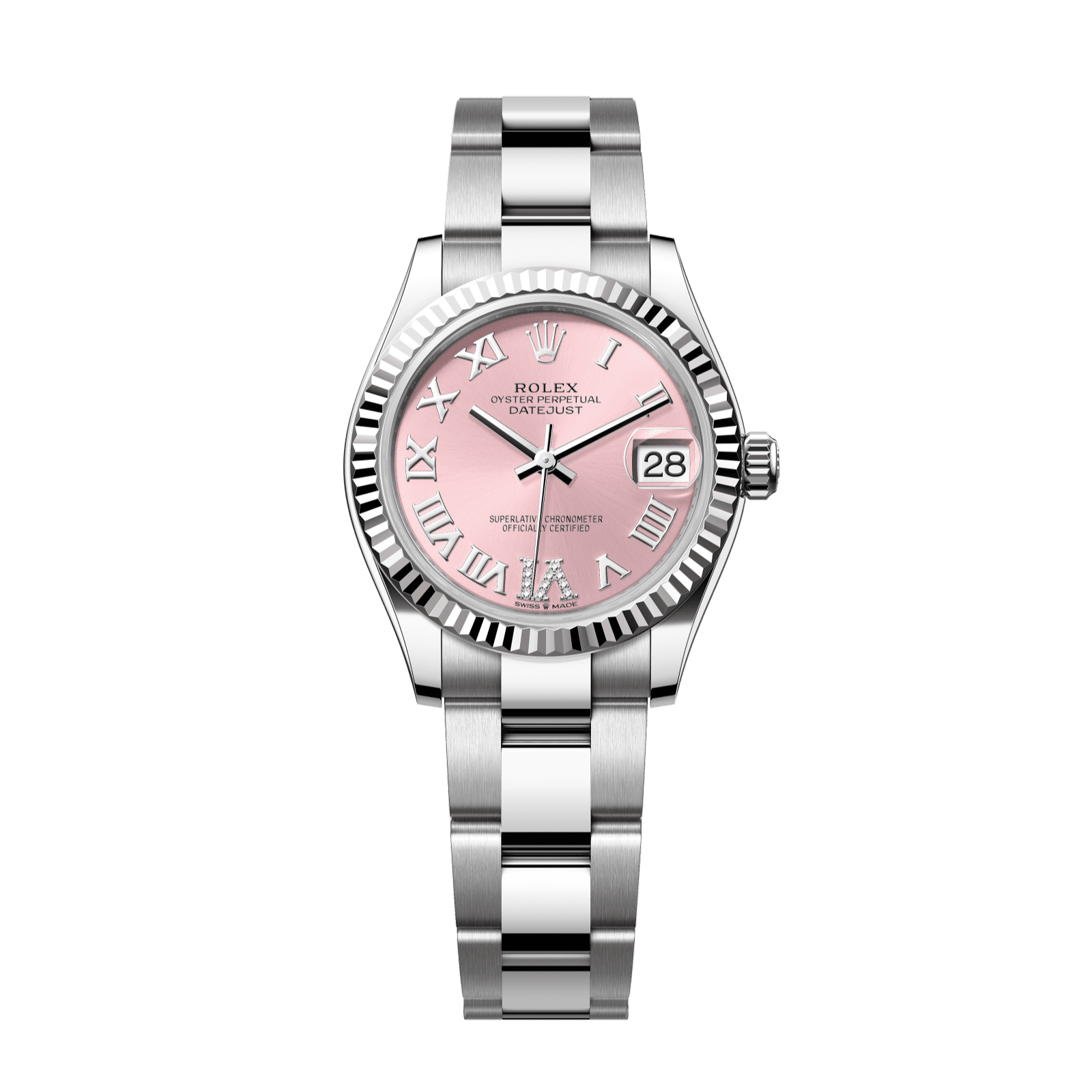 Rolex Datejust 31 31 mm Pink Set With Diamonds Dial Oystersteel and White Gold Oyster Bracelet 278274-0023 - WATCHXNYC