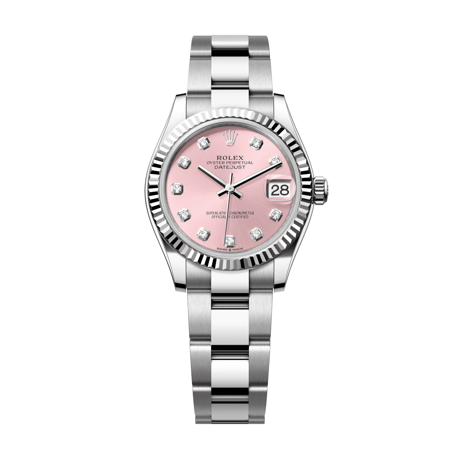 Rolex Datejust 31 31 mm Pink Set With Diamonds Dial Oystersteel and White Gold Oyster Bracelet 278274-0031 - WATCHXNYC