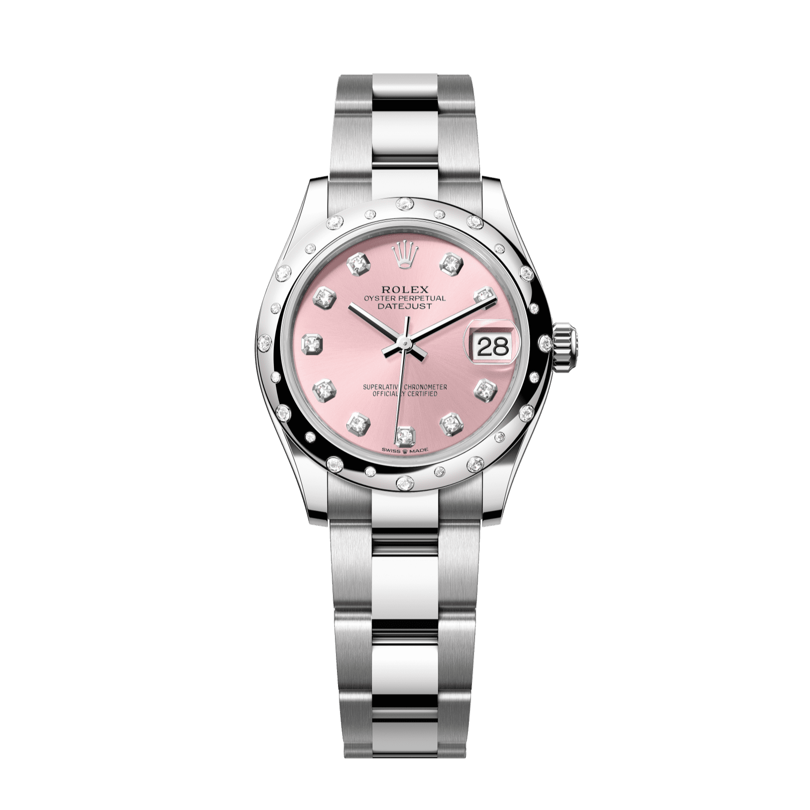 Rolex Datejust 31 31 mm Pink Set With Diamonds Dial Oystersteel and White Gold Oyster Bracelet 278344rbr-0033 - WATCHXNYC