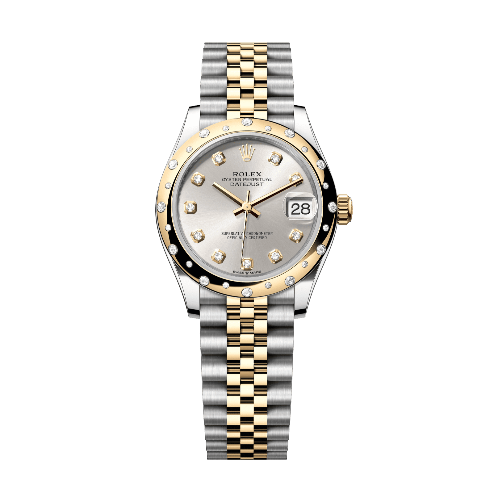 Rolex Datejust 31 31 mm Silver Set With Diamonds Dial Oystersteel and 18k Yellow Gold Jubilee Bracelet 278343rbr-0020 - WATCHXNYC