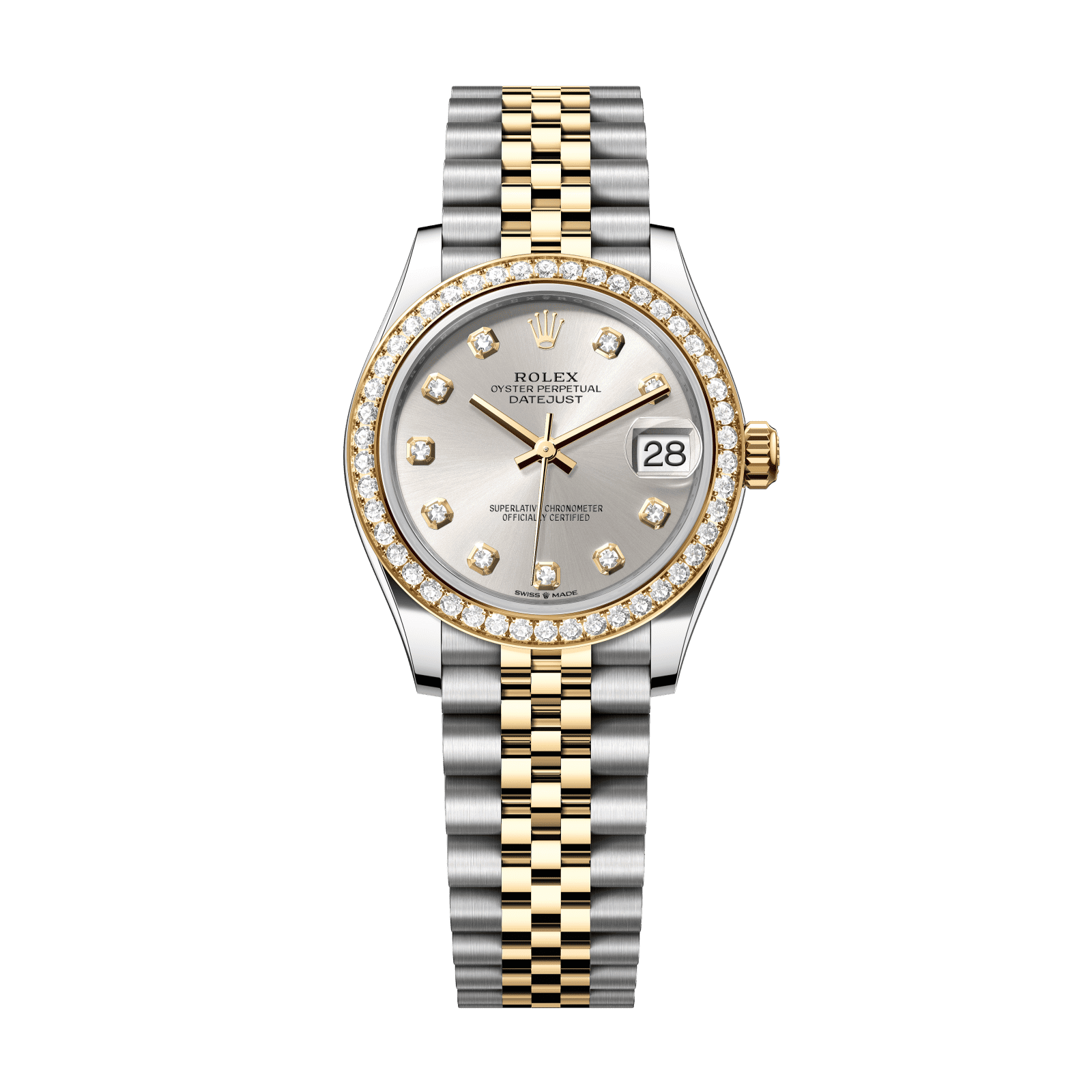 Rolex Datejust 31 31 mm Silver Set With Diamonds Dial Oystersteel and 18k Yellow Gold Jubilee Bracelet 278383rbr-0020 - WATCHXNYC