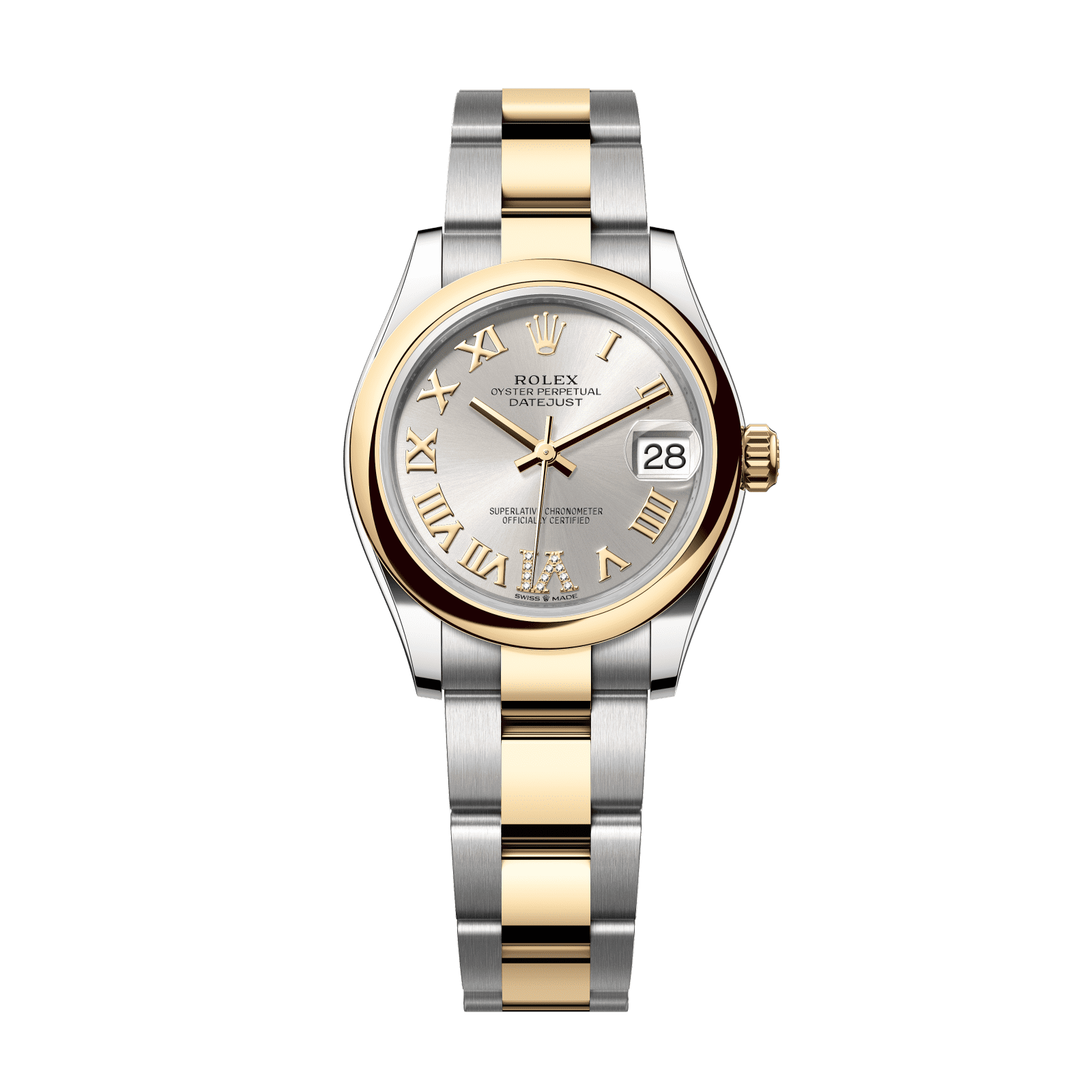 Rolex Datejust 31 31 mm Silver Set With Diamonds Dial Oystersteel and 18k Yellow Gold Oyster Bracelet 278243-0003 - WATCHXNYC