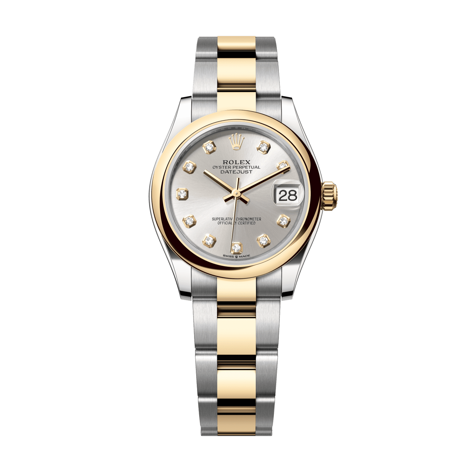 Rolex Datejust 31 31 mm Silver Set With Diamonds Dial Oystersteel and 18k Yellow Gold Oyster Bracelet 278243-0019 - WATCHXNYC
