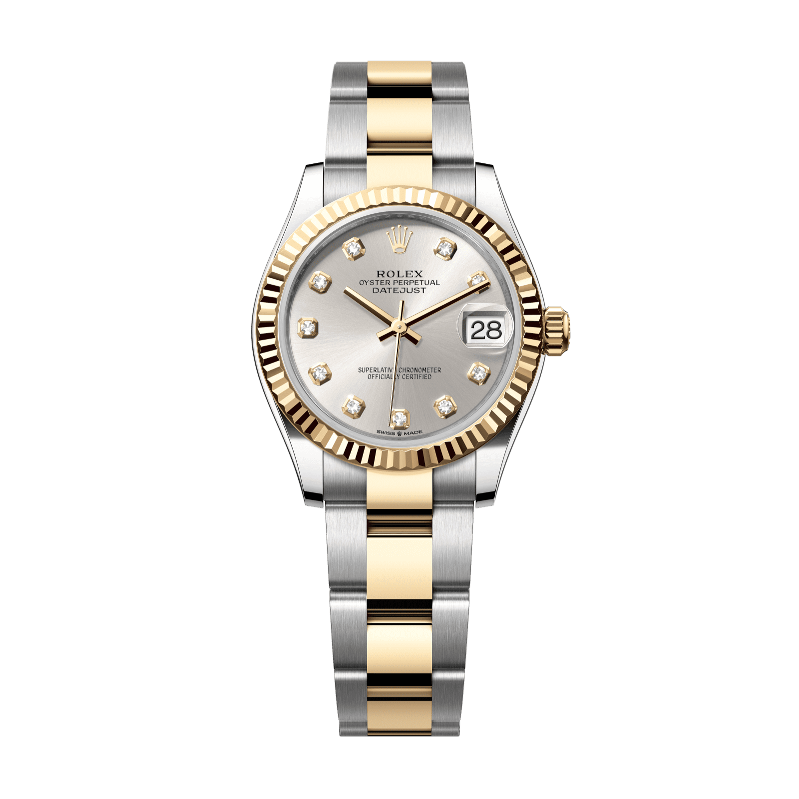 Rolex Datejust 31 31 mm Silver Set With Diamonds Dial Oystersteel and 18k Yellow Gold Oyster Bracelet 278273-0019 - WATCHXNYC