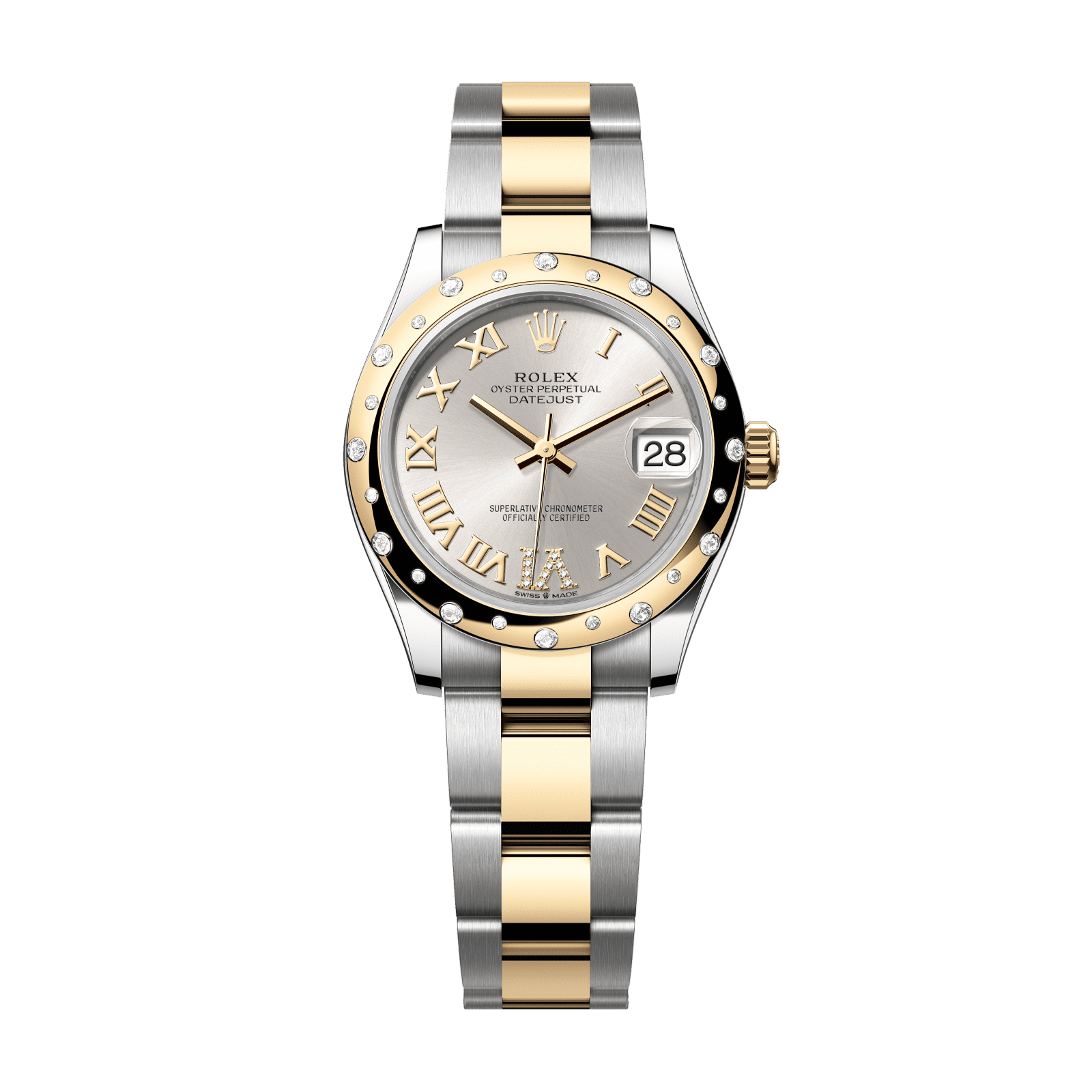 Rolex Datejust 31 31 mm Silver Set With Diamonds Dial Oystersteel and 18k Yellow Gold Oyster Bracelet 278343rbr-0003 - WATCHXNYC