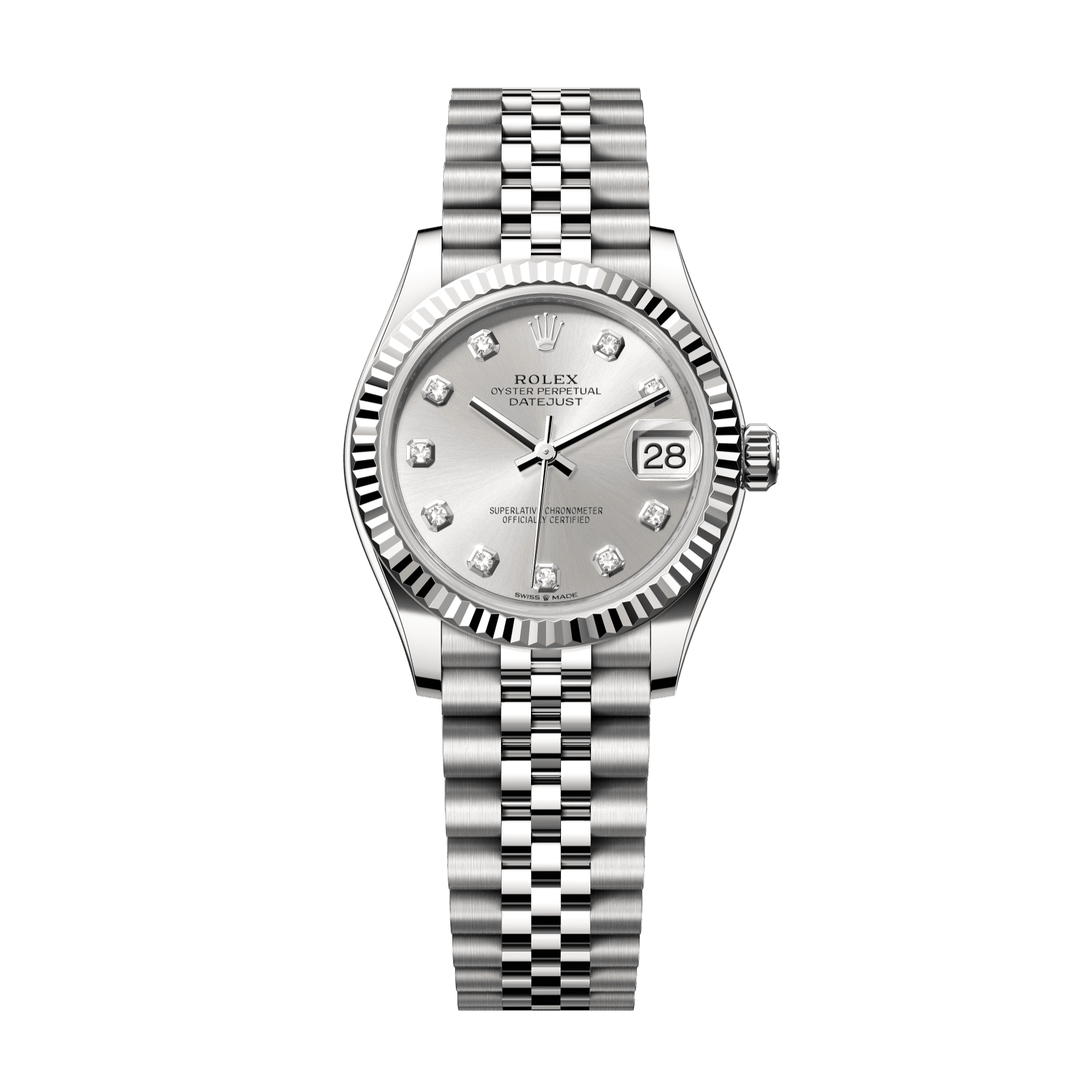 Rolex Datejust 31 31 mm Silver Set With Diamonds Dial Oystersteel and White Gold Jubilee Bracelet 278274-0030 - WATCHXNYC