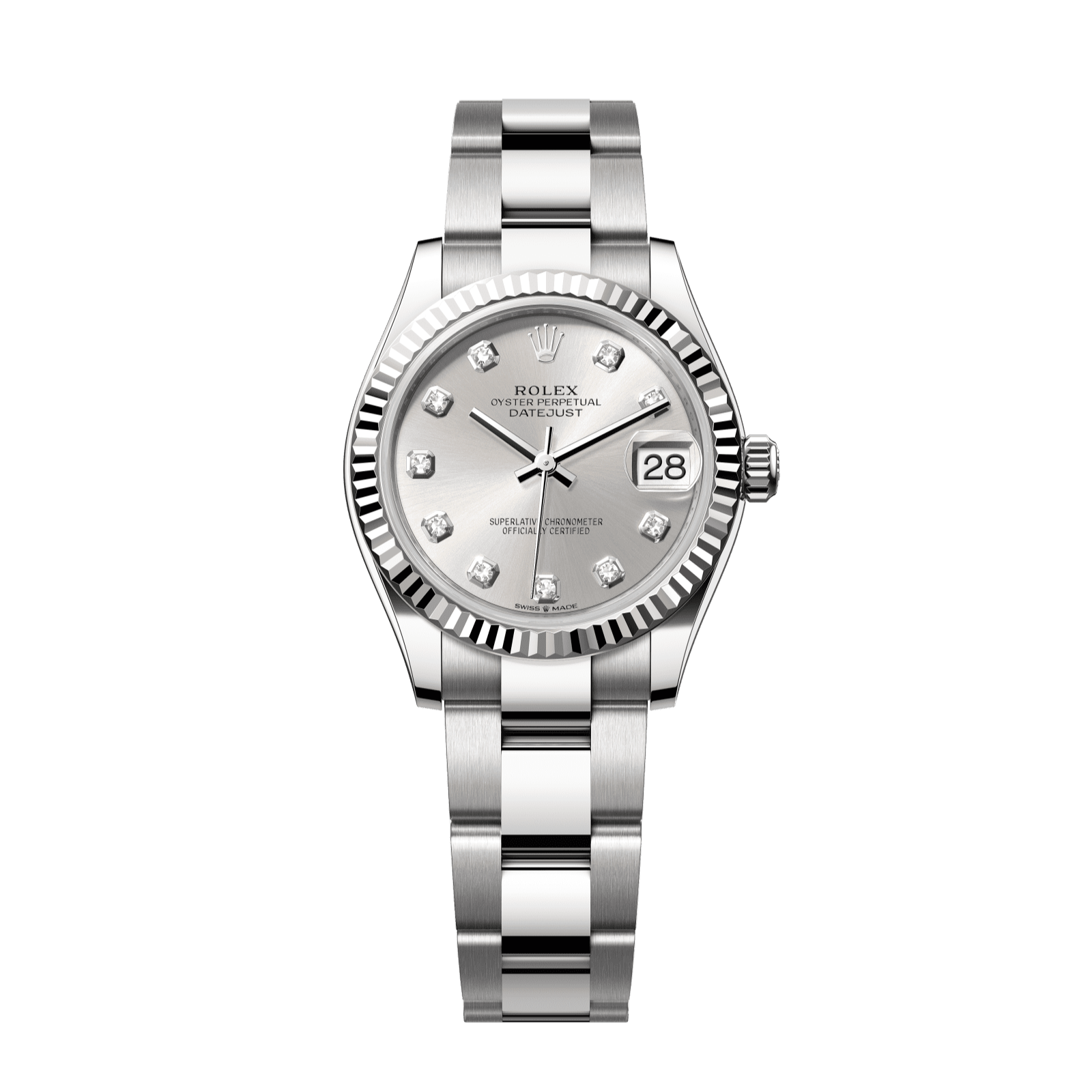 Rolex Datejust 31 31 mm Silver Set With Diamonds Dial Oystersteel and White Gold Oyster Bracelet 278274-0029 - WATCHXNYC