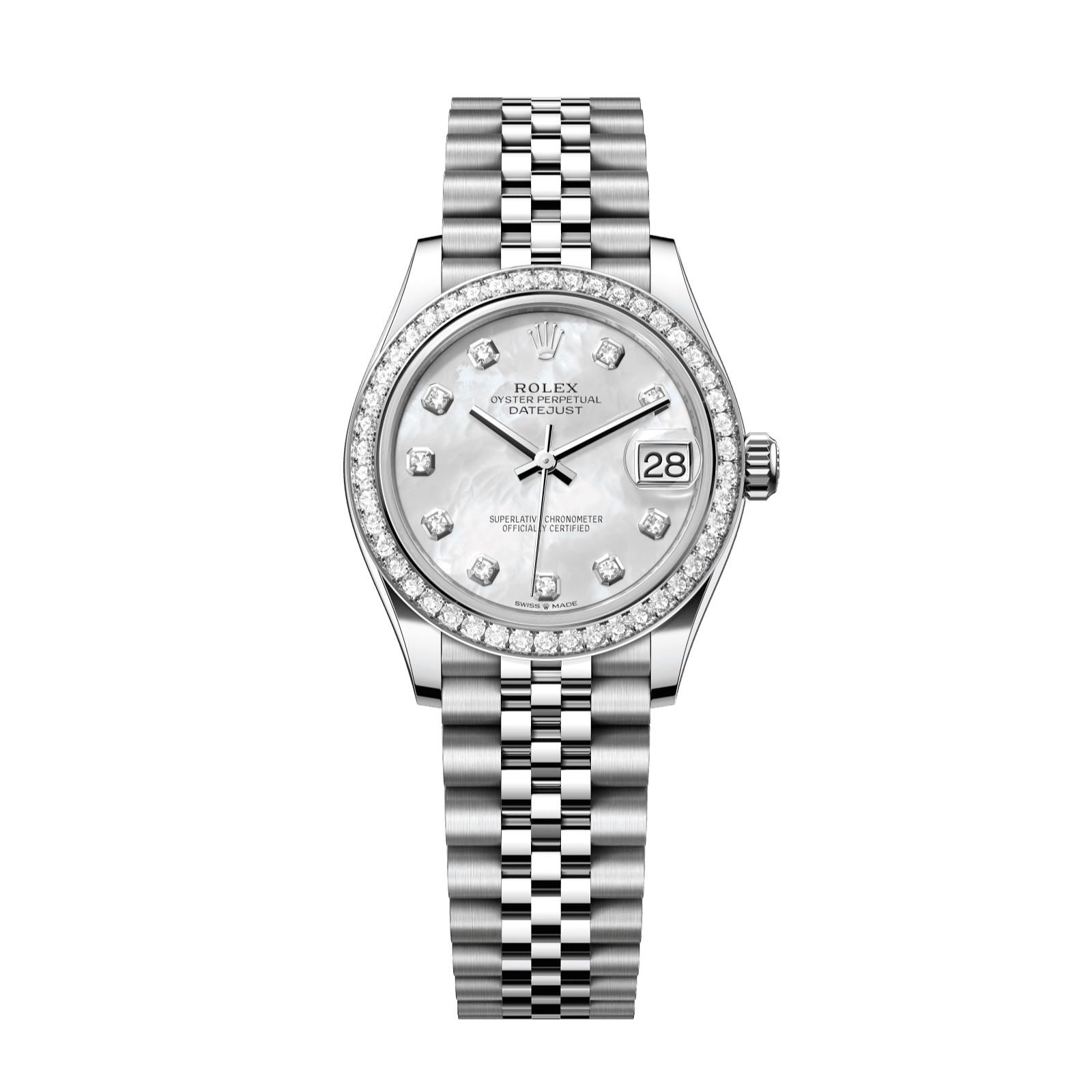 Rolex Datejust 31 31 mm White Mother-Of-Pearl Set With Diamonds Dial Oystersteel and White Gold Jubilee Bracelet 278384rbr-0008 - WATCHXNYC