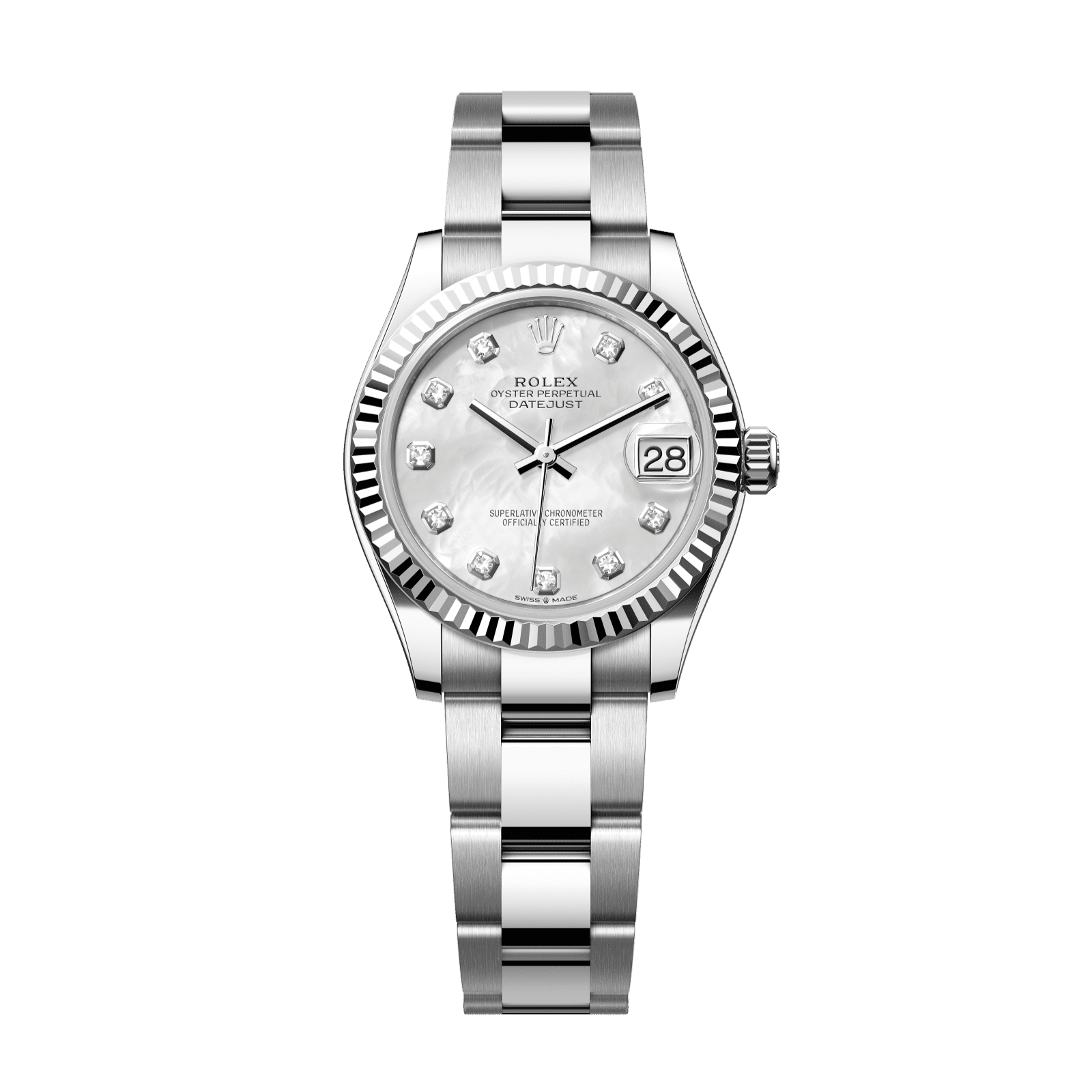 Rolex Datejust 31 31 mm White Mother-Of-Pearl Set With Diamonds Dial Oystersteel and White Gold Oyster Bracelet 278274-0005 - WATCHXNYC
