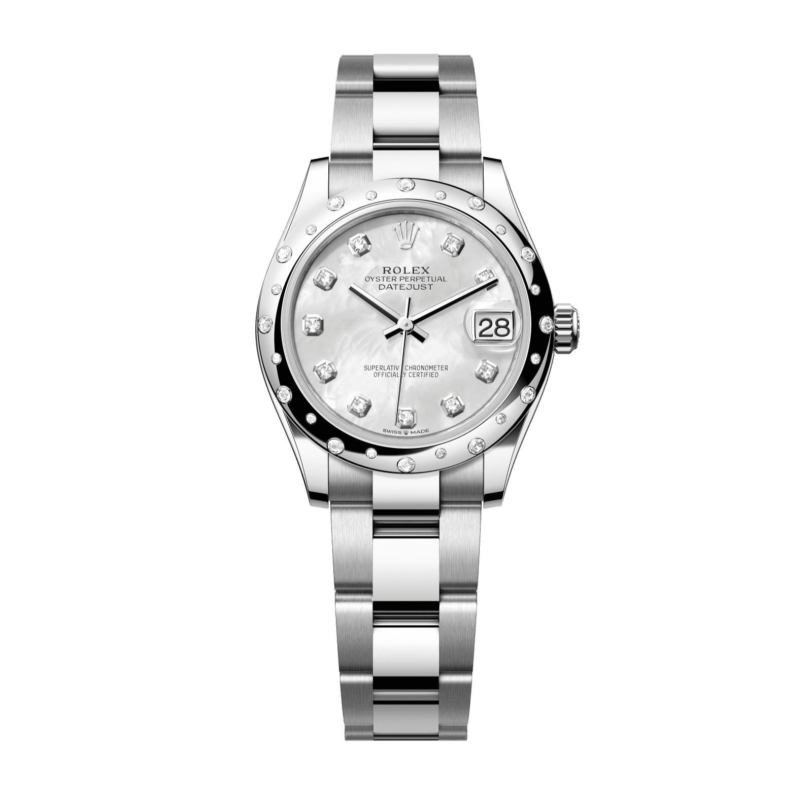 Rolex Datejust 31 31 mm White Mother-Of-Pearl Set With Diamonds Dial Oystersteel and White Gold Oyster Bracelet 278344rbr-0005 - WATCHXNYC