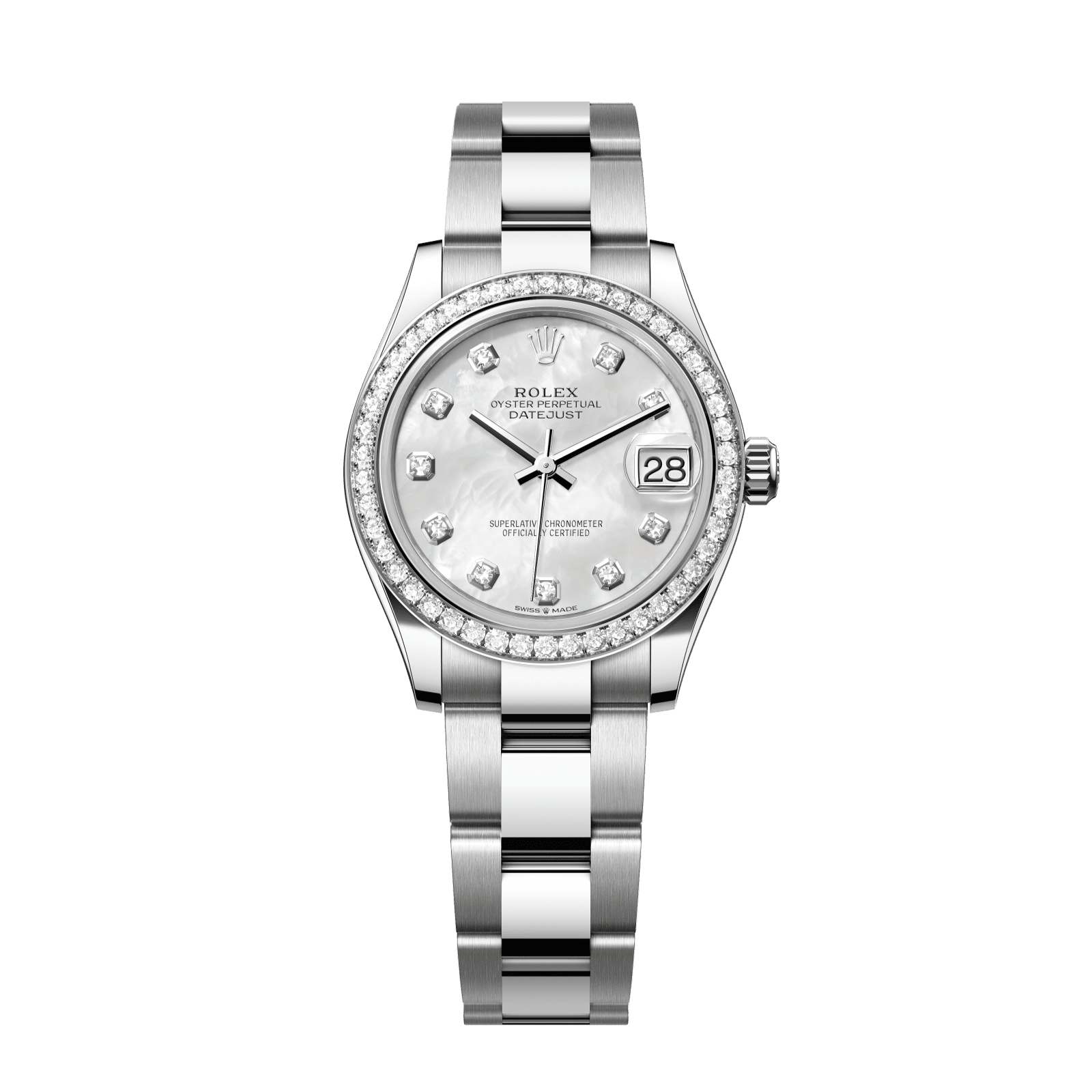 Rolex Datejust 31 31 mm White Mother-Of-Pearl Set With Diamonds Dial Oystersteel and White Gold Oyster Bracelet 278384rbr-0007 - WATCHXNYC