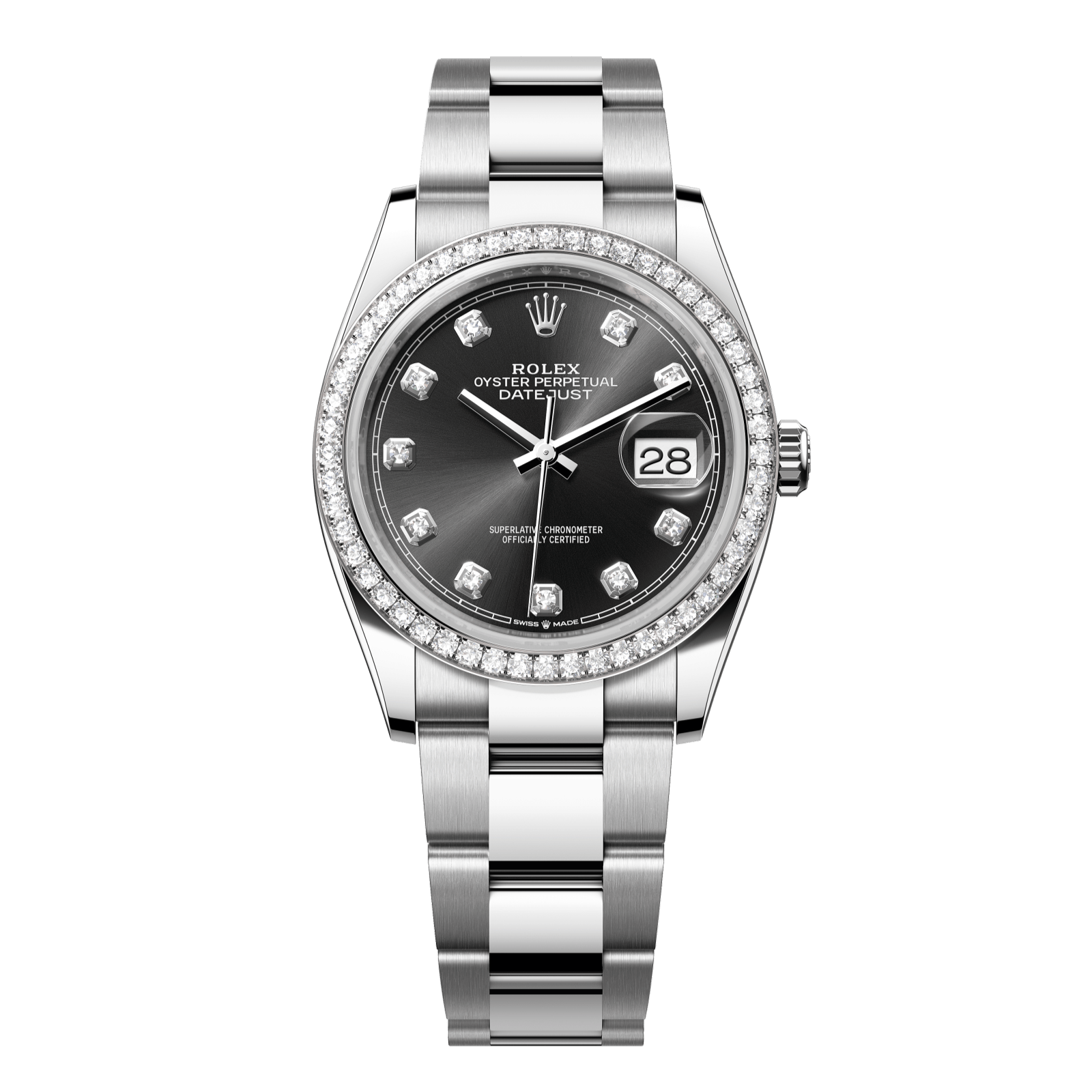 Rolex Datejust 36 36 mm Bright Black Dial with Diamonds Oystersteel and White Gold Oyster Bracelet 126284rbr-0020 - WATCHXNYC