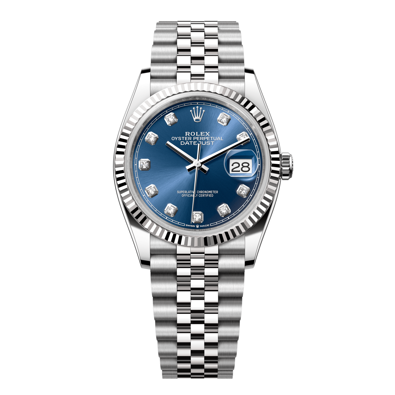 Rolex Datejust 36 36 mm Bright Blue Dial with Diamonds Oystersteel and White Gold Jubilee Bracelet 126234-0037 - WATCHXNYC