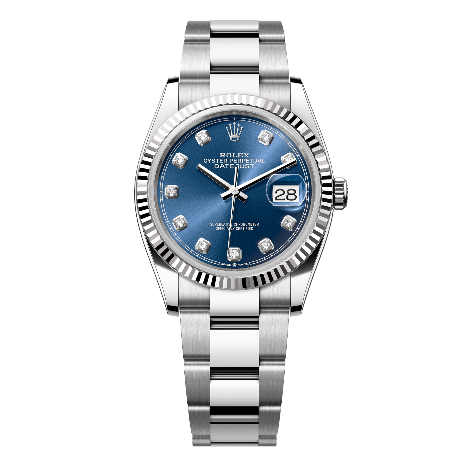 Rolex Datejust 36 36 mm Bright Blue Dial with Diamonds Oystersteel and White Gold Oyster Bracelet 126234-0038 - WATCHXNYC