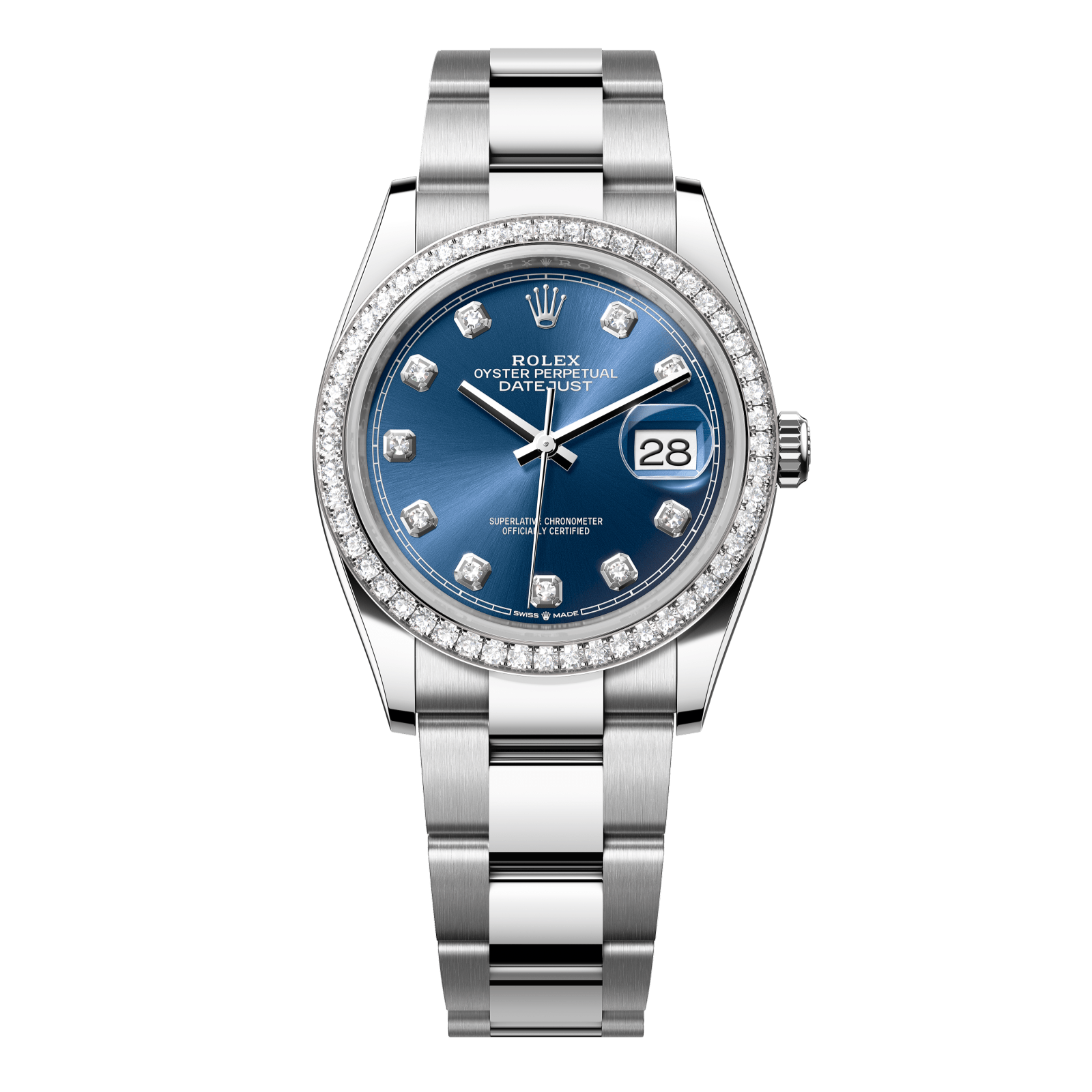 Rolex Datejust 36 36 mm Bright Blue Dial with Diamonds Oystersteel and White Gold Oyster Bracelet 126284rbr-0030 - WATCHXNYC