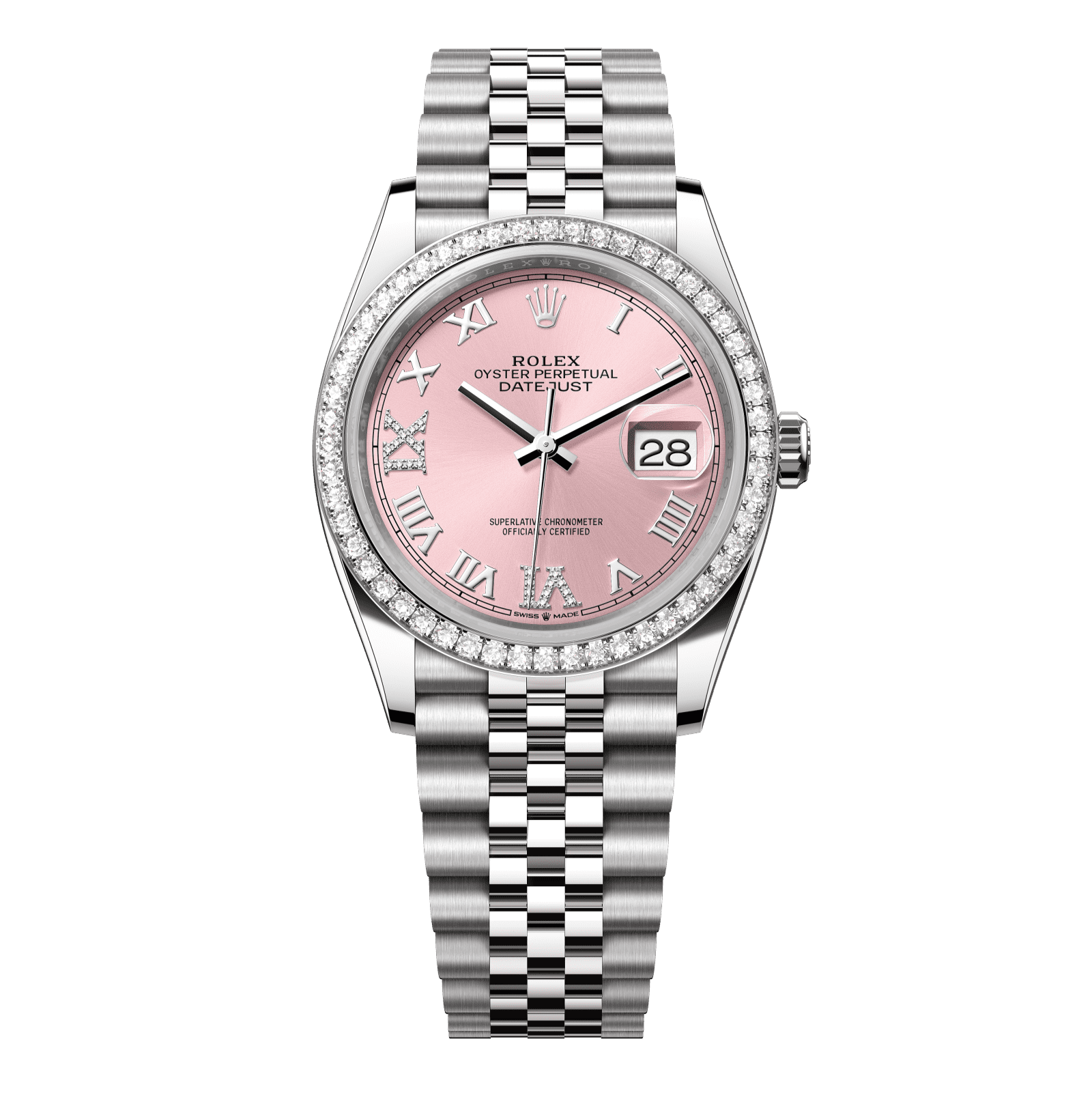 Rolex Datejust 36 36 mm Pink Set With Diamonds Dial Oystersteel and White Gold Jubilee Bracelet 126284rbr-0023 - WATCHXNYC