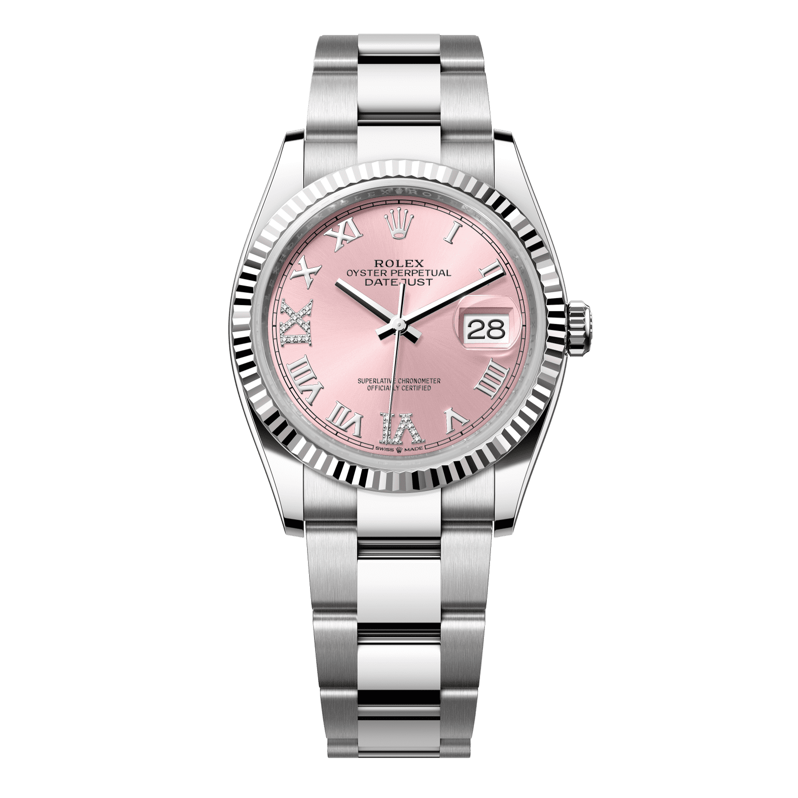 Rolex Datejust 36 36 mm Pink Set With Diamonds Dial Oystersteel and White Gold Oyster Bracelet 126234-0032 - WATCHXNYC