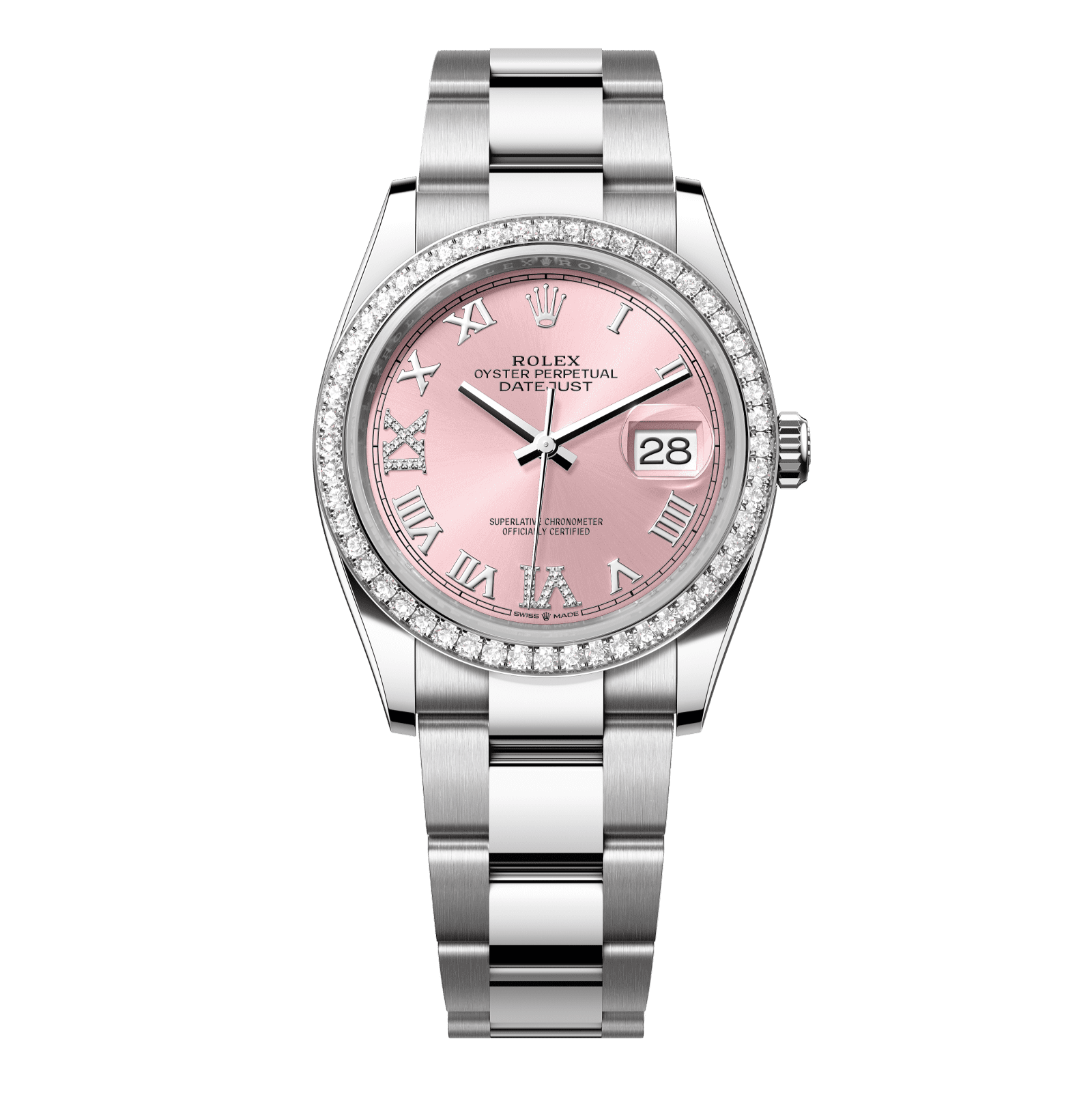 Rolex Datejust 36 36 mm Pink Set With Diamonds Dial Oystersteel and White Gold Oyster Bracelet 126284rbr-0024 - WATCHXNYC