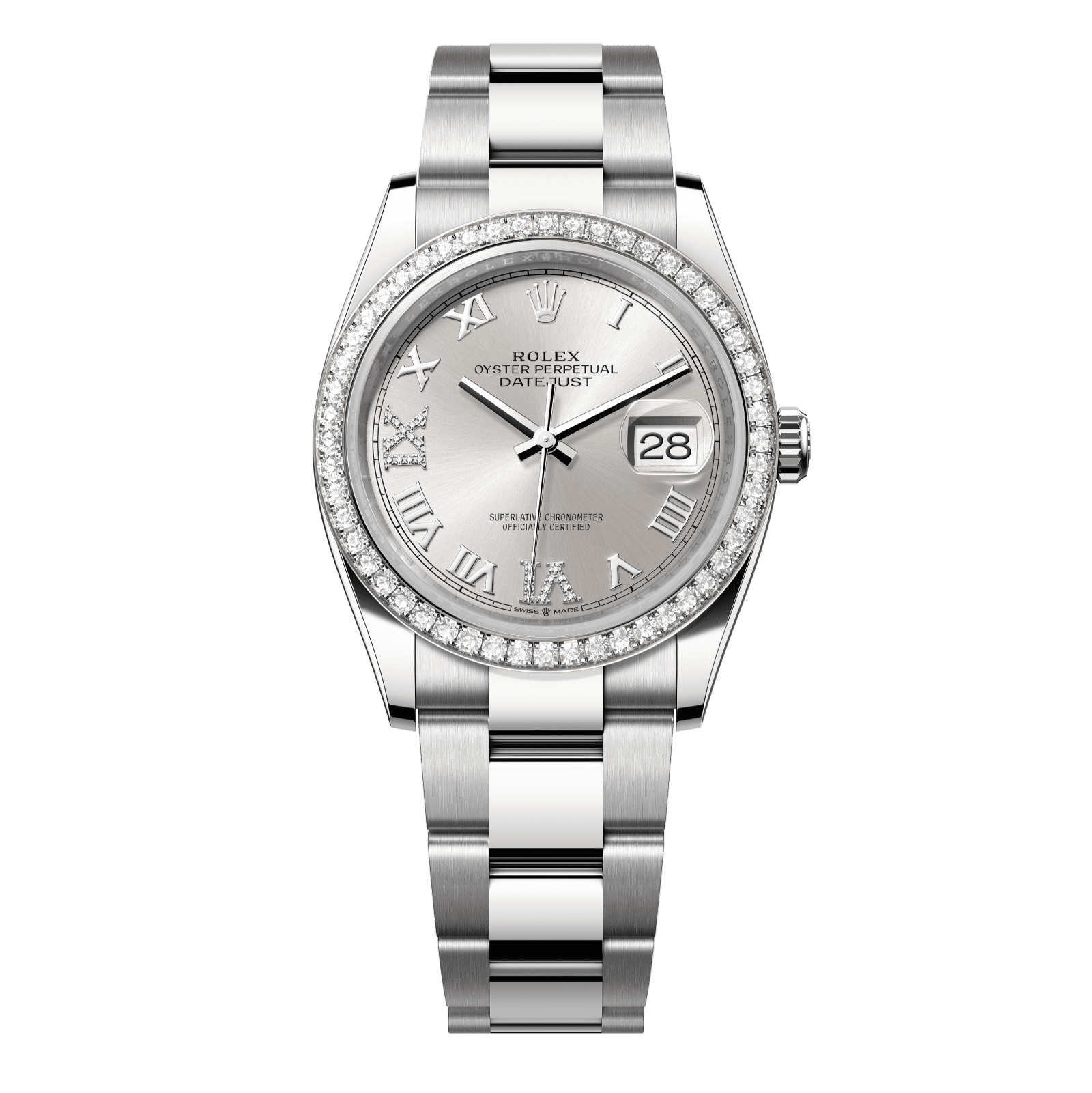 Rolex Datejust 36 36 mm Silver Set With Diamonds Dial Oystersteel and White Gold Oyster Bracelet 126284rbr-0022 - WATCHXNYC