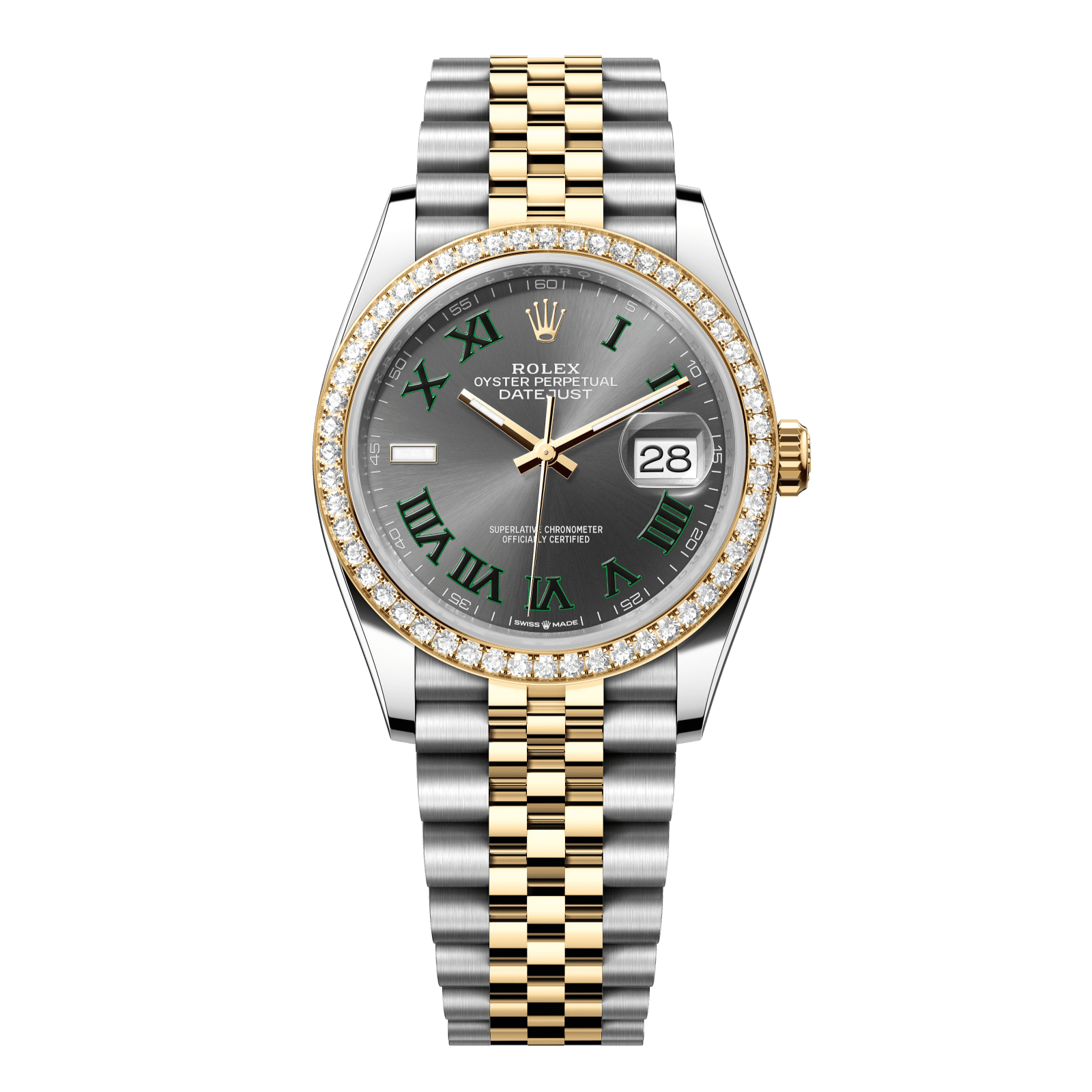 Rolex Datejust 36 36 mm Slate Dial with Diamonds  Oystersteel and 18k Yellow Gold Jubilee Bracelet 126283rbr-0021 - WATCHXNYC