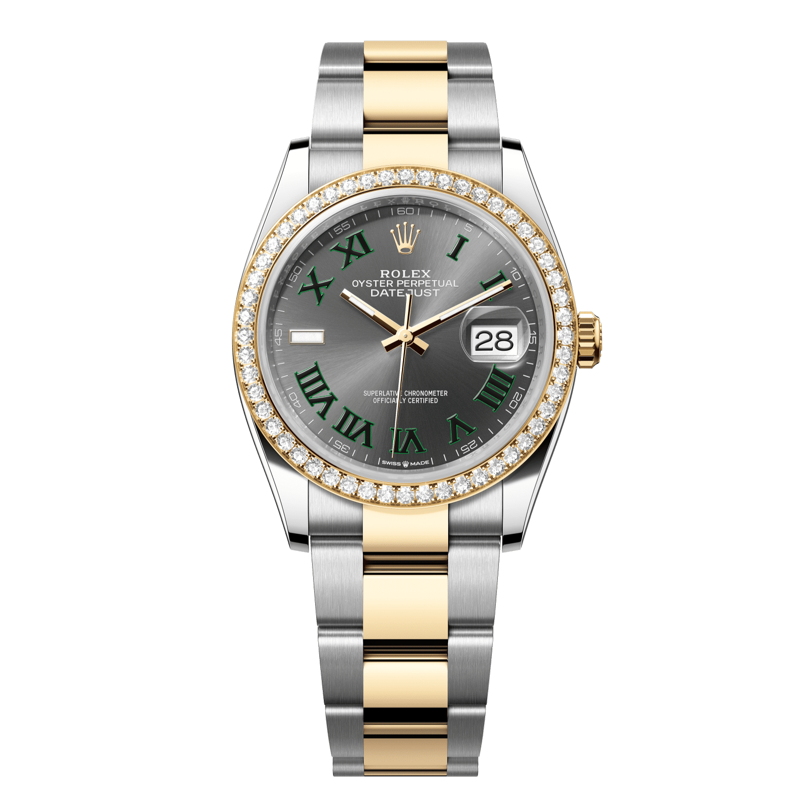 Rolex Datejust 36 36 mm Slate Dial with Diamonds  Oystersteel and 18k Yellow Gold Oyster Bracelet 126283rbr-0022 - WATCHXNYC