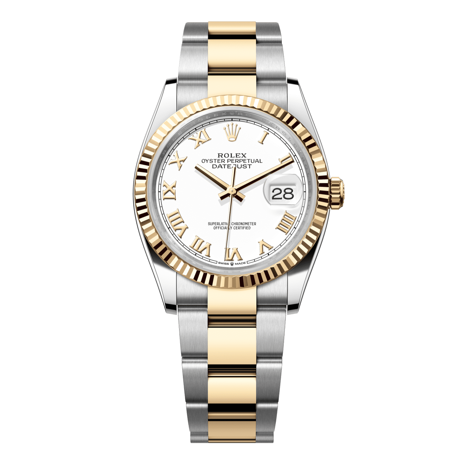 Rolex Datejust 36 36 mm White  Dial Oystersteel and 18k Yellow Gold Oyster Bracelet 126233-0030 - WATCHXNYC