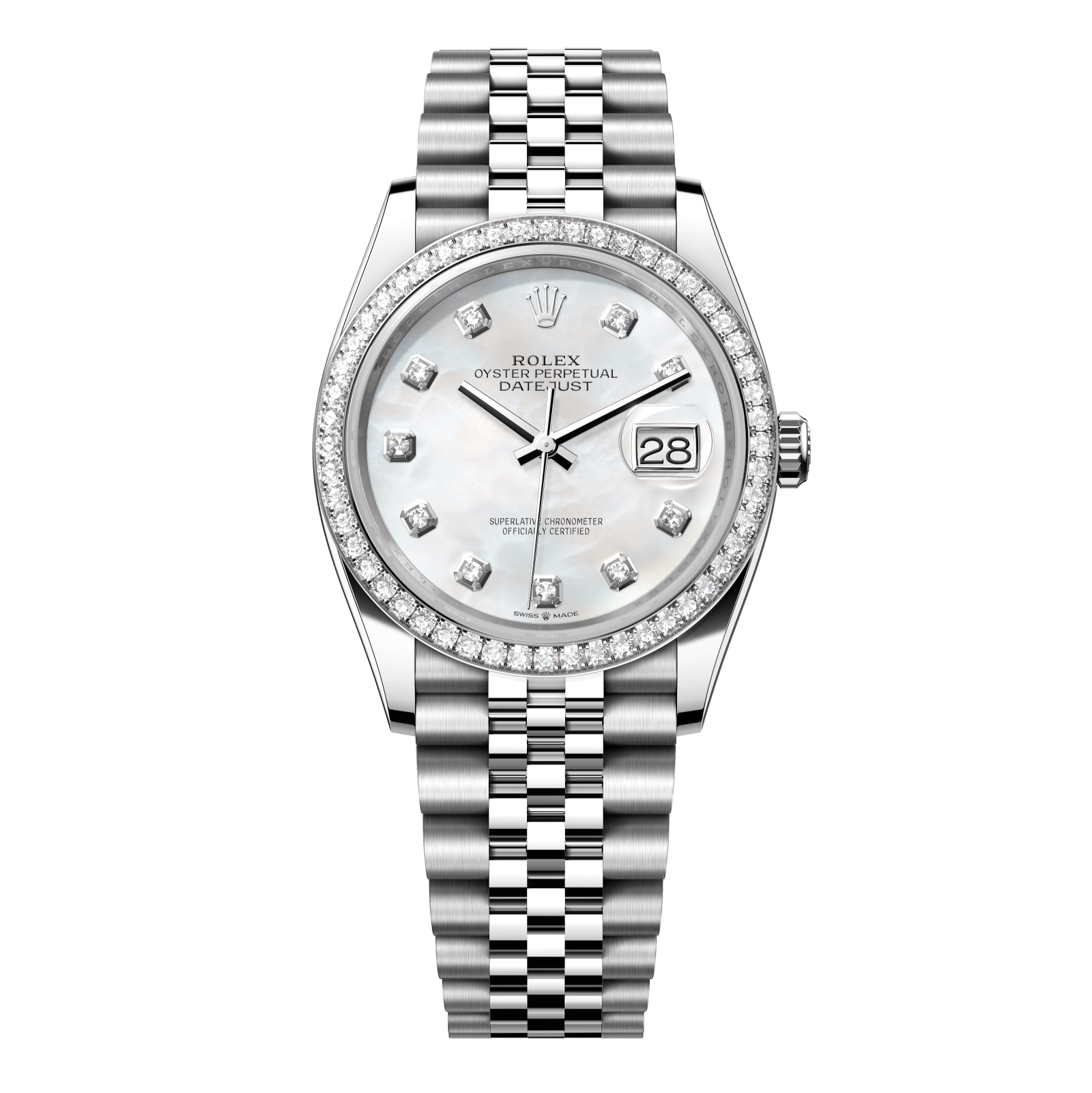 Rolex Datejust 36 36 mm White Mother-Of-Pearl Dial with Diamonds Oystersteel and White Gold Jubilee Bracelet 126284rbr-0011 - WATCHXNYC