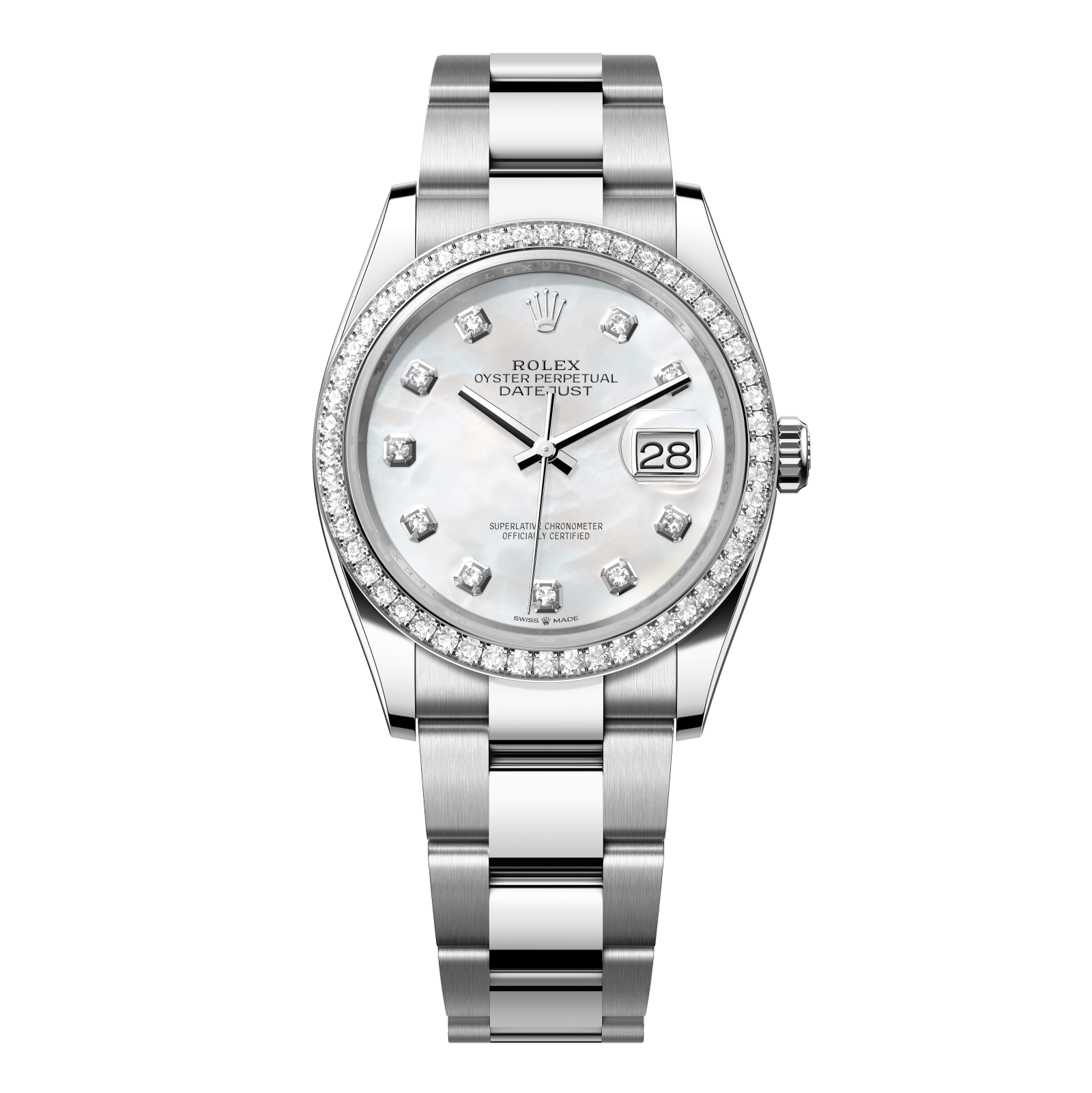 Rolex Datejust 36 36 mm White Mother-Of-Pearl Dial with Diamonds Oystersteel and White Gold Oyster Bracelet 126284rbr-0012 - WATCHXNYC