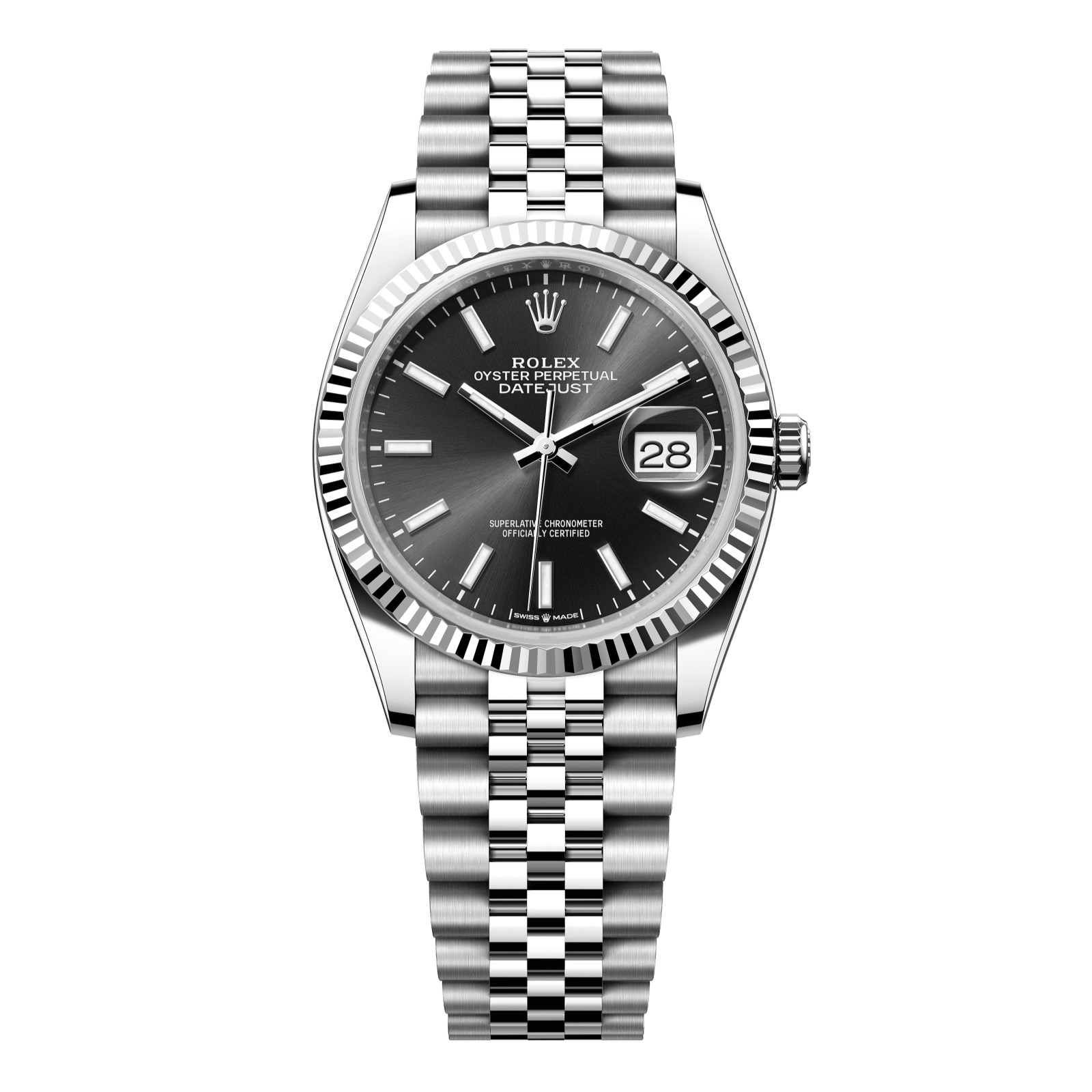 Rolex Datejust 36 36mm Bright Black Dial Oystersteel and White Gold Jubilee Bracelet 126234-0015 - WATCHXNYC