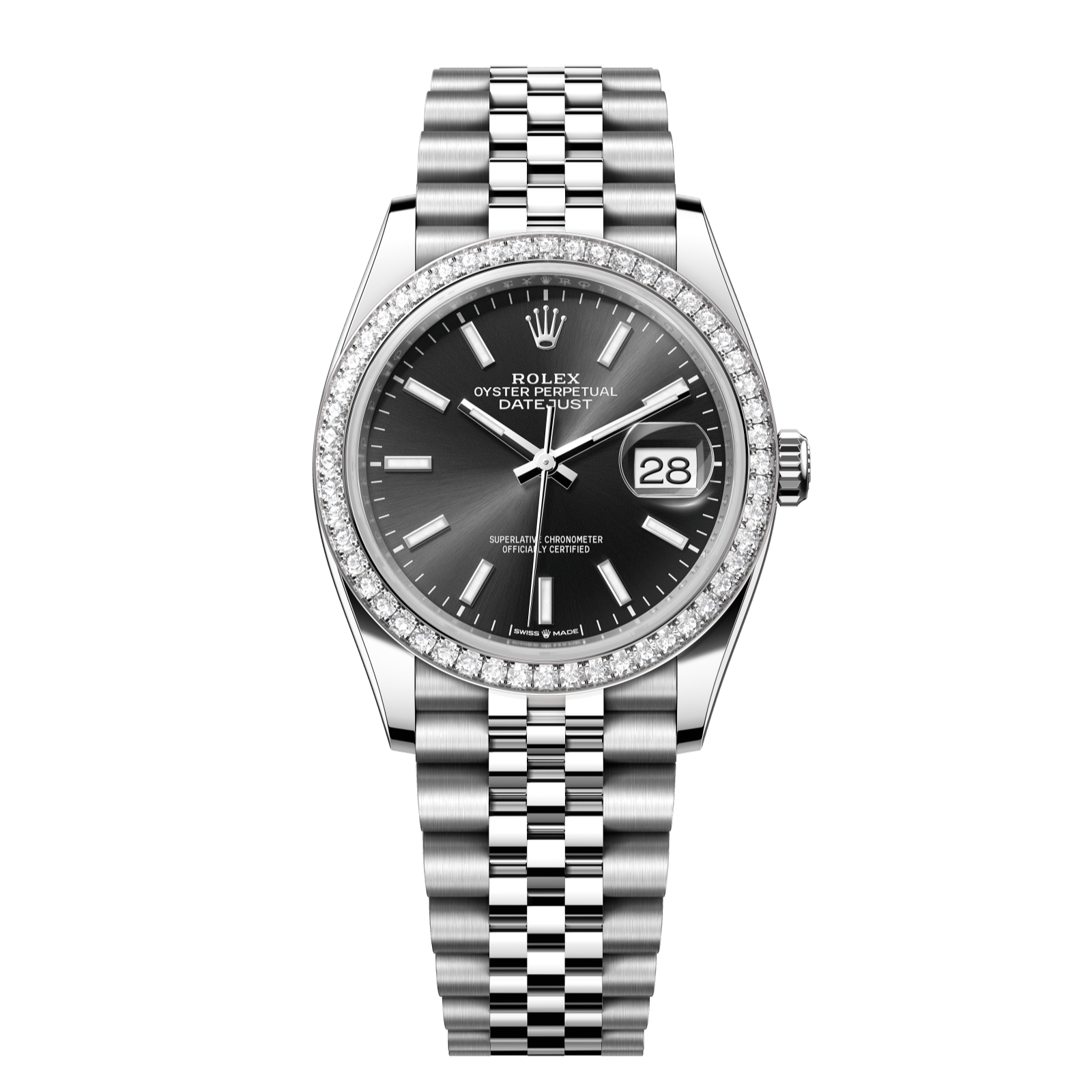Rolex Datejust 36 36mm Bright Black Dial with Diamonds Oystersteel and White Gold Jubilee Bracelet 126284rbr-0007 - WATCHXNYC