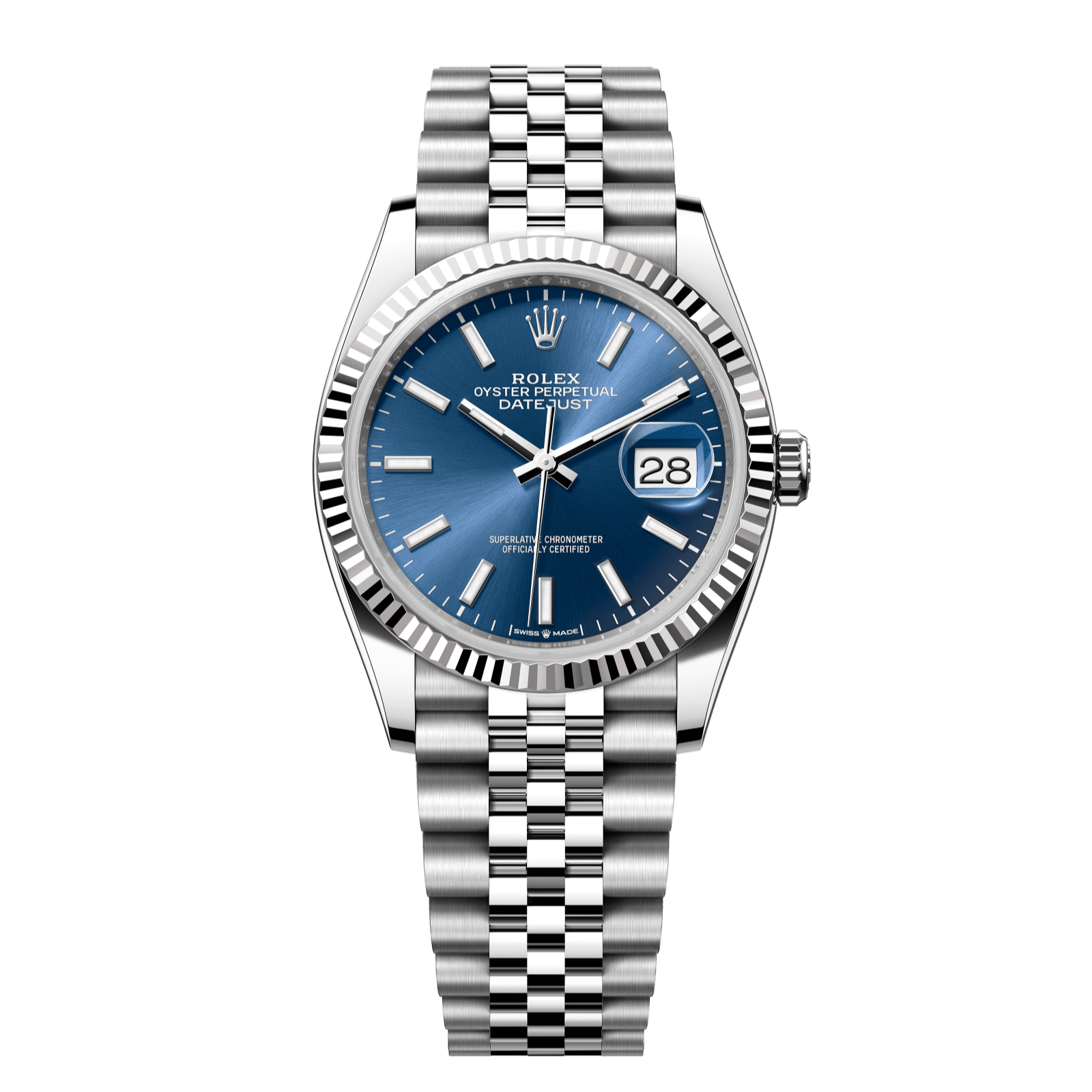 Rolex Datejust 36 36mm Bright Blue  Dial Oystersteel and White Gold Jubilee Bracelet 126234-0017 - WATCHXNYC