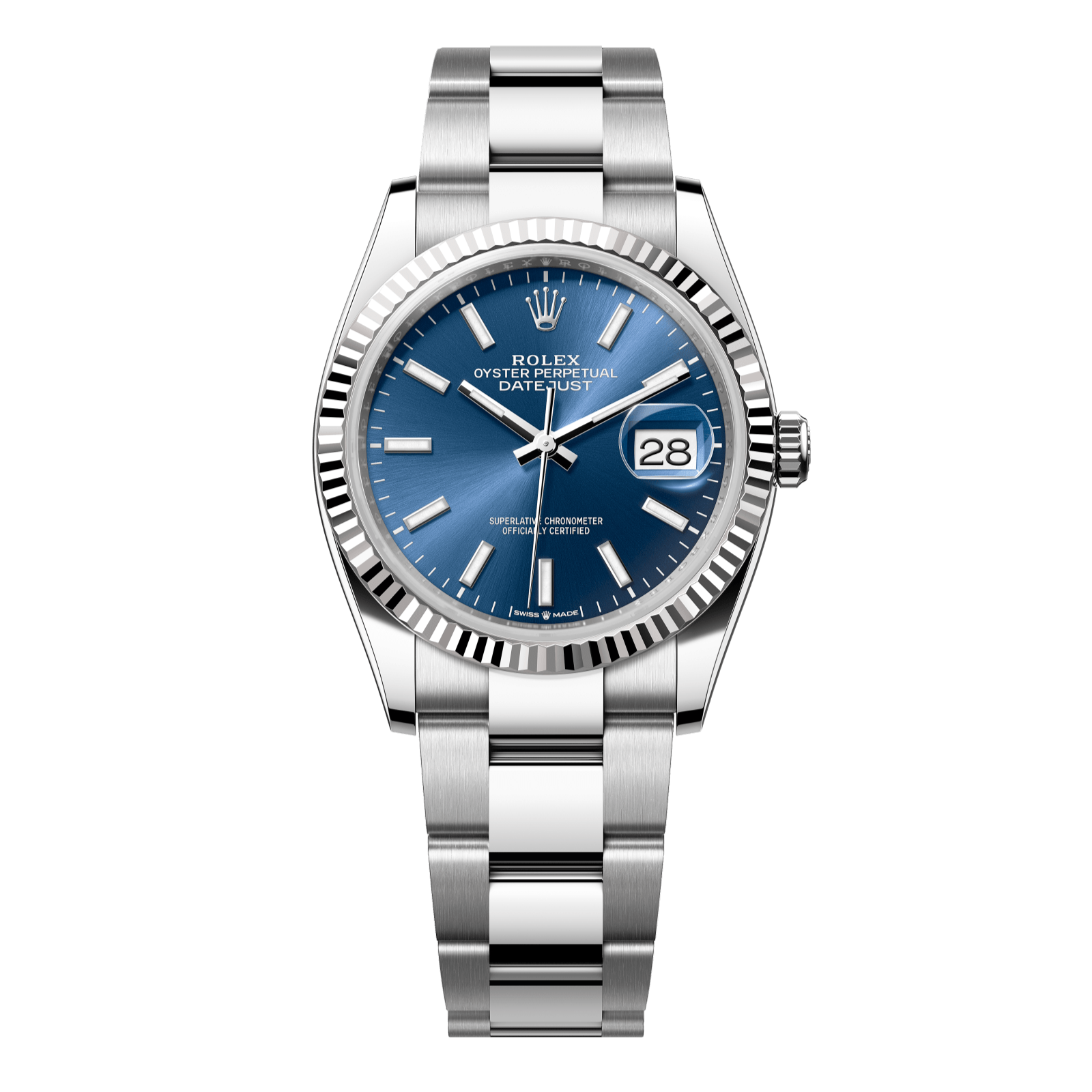 Rolex Datejust 36 36mm Bright Blue  Dial Oystersteel and White Gold Oyster Bracelet 126234-0018 - WATCHXNYC