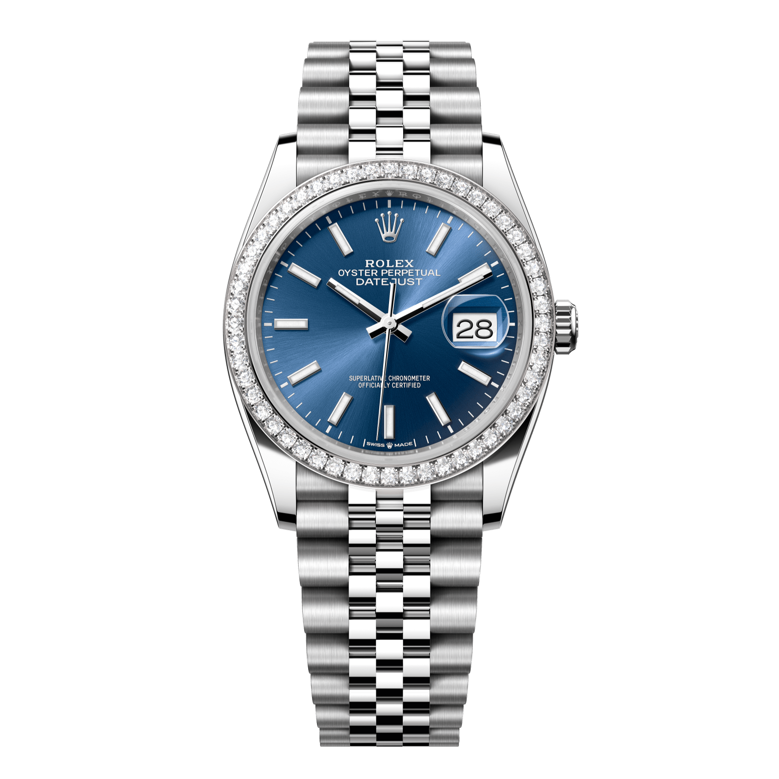 Rolex Datejust 36 36mm Bright Blue  Dial with Diamonds Oystersteel and White Gold Jubilee Bracelet 126284rbr-0009 - WATCHXNYC
