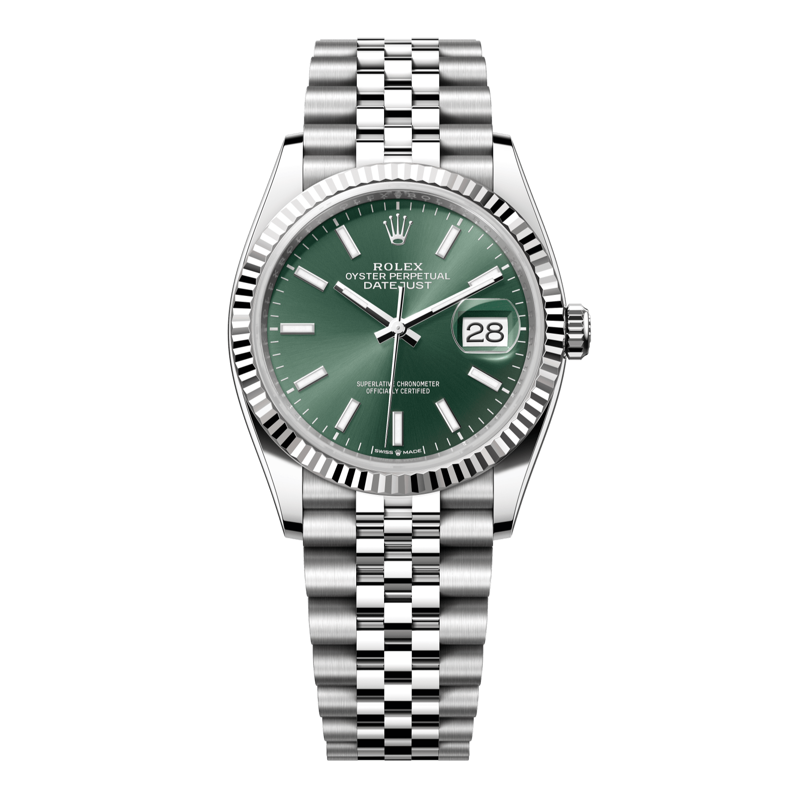 Rolex Datejust 36 36mm Mint Green Dial Oystersteel and White Gold Jubilee Bracelet 126234-0051 - WATCHXNYC