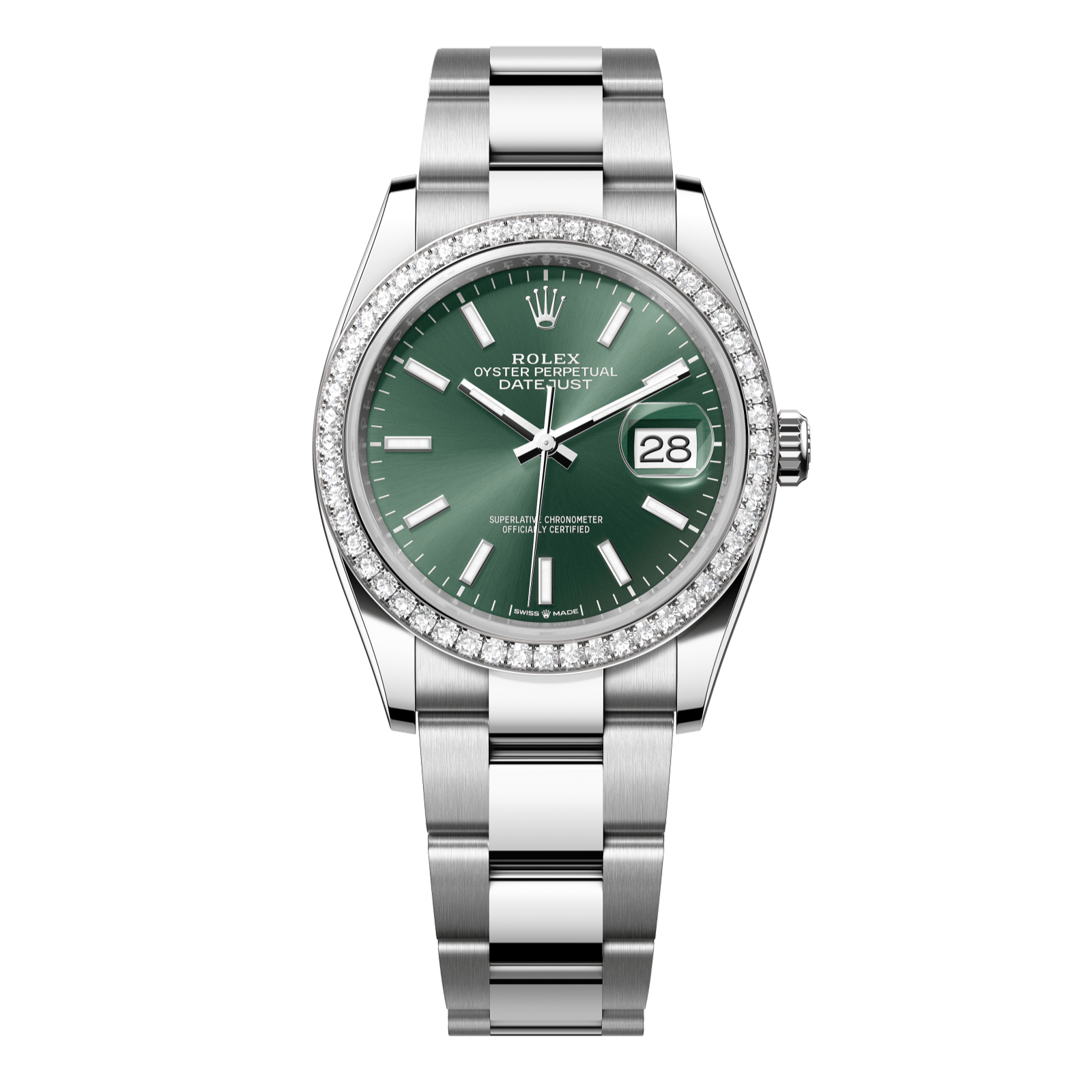 Rolex Datejust 36 36mm Mint Green Dial with Diamonds Oystersteel and White Gold Oyster Bracelet 126284rbr-0044 - WATCHXNYC