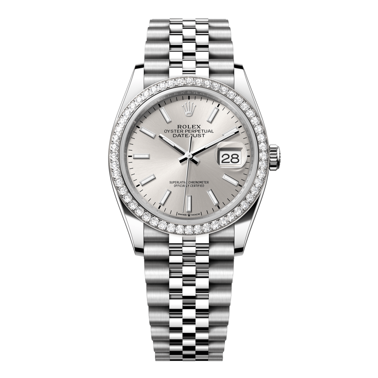 Rolex Datejust 36 36mm Silver Dial with Diamonds Oystersteel and White Gold Jubilee Bracelet 126284rbr-0005 - WATCHXNYC
