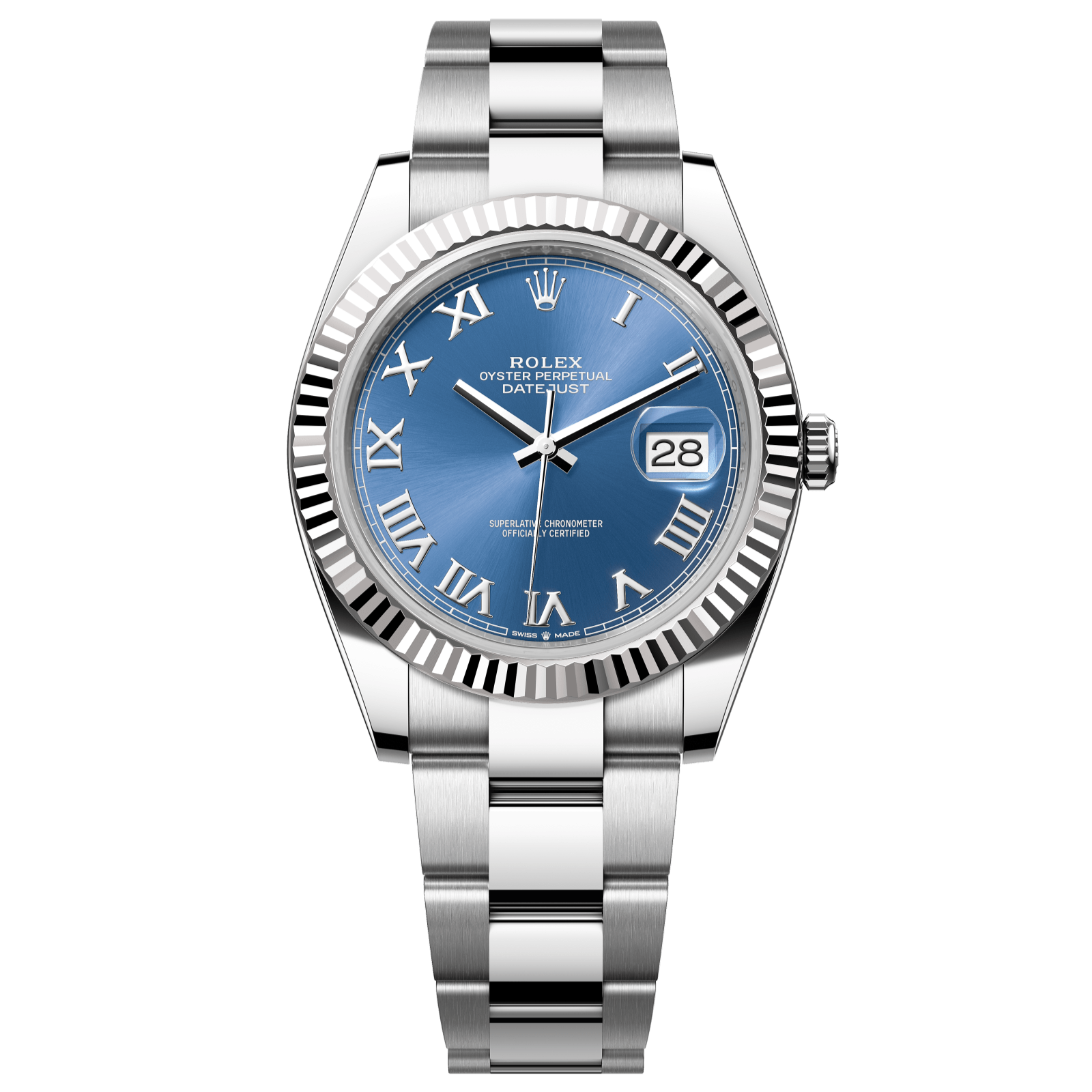 Rolex Datejust 41 41 mm Azzurro-Blue Dial Oystersteel and White Gold Oyster Bracelet 126334-0025 - WATCHXNYC