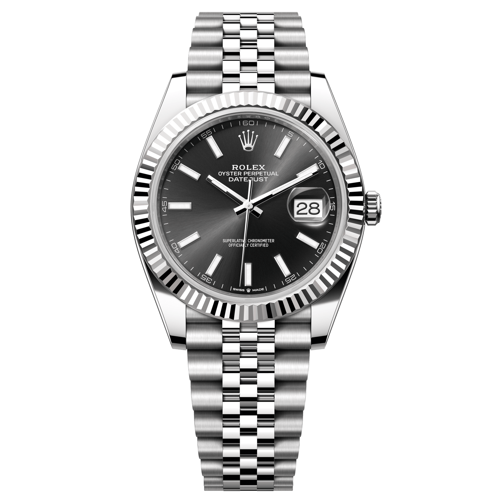 Rolex Datejust 41 41 mm Bright Black Dial Oystersteel and White Gold Jubilee Bracelet 126334-0018 - WATCHXNYC