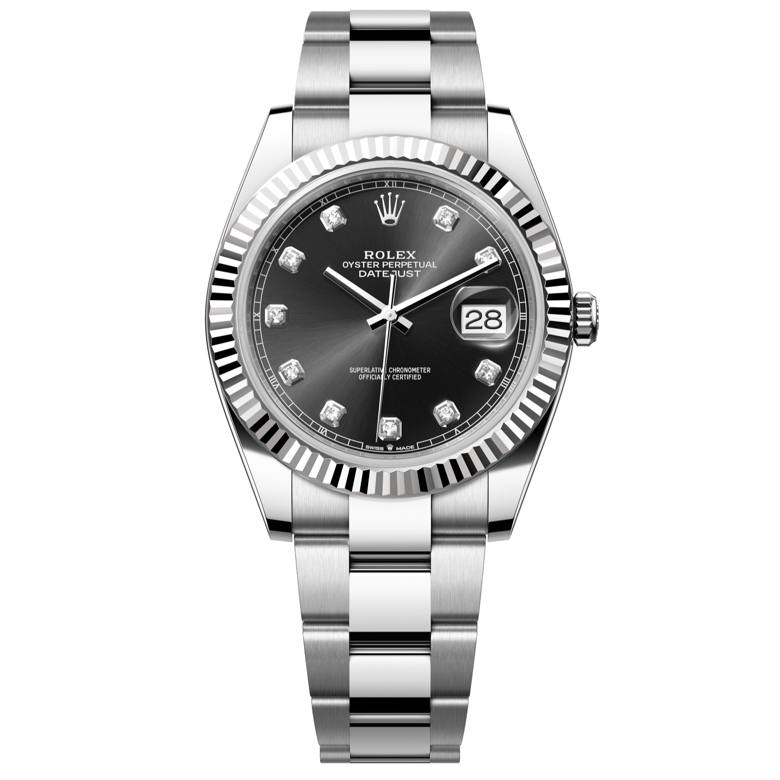 Rolex Datejust 41 41 mm Bright Black Dial with Diamonds Oystersteel and White Gold Oyster Bracelet 126334-0011 - WATCHXNYC