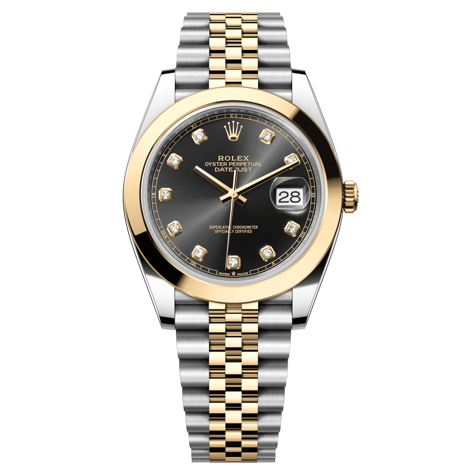 Rolex Datejust 41 41 mm Bright Black Set With Diamonds Dial Oystersteel and 18k Yellow Gold Jubilee Bracelet 126303-0006 - WATCHXNYC
