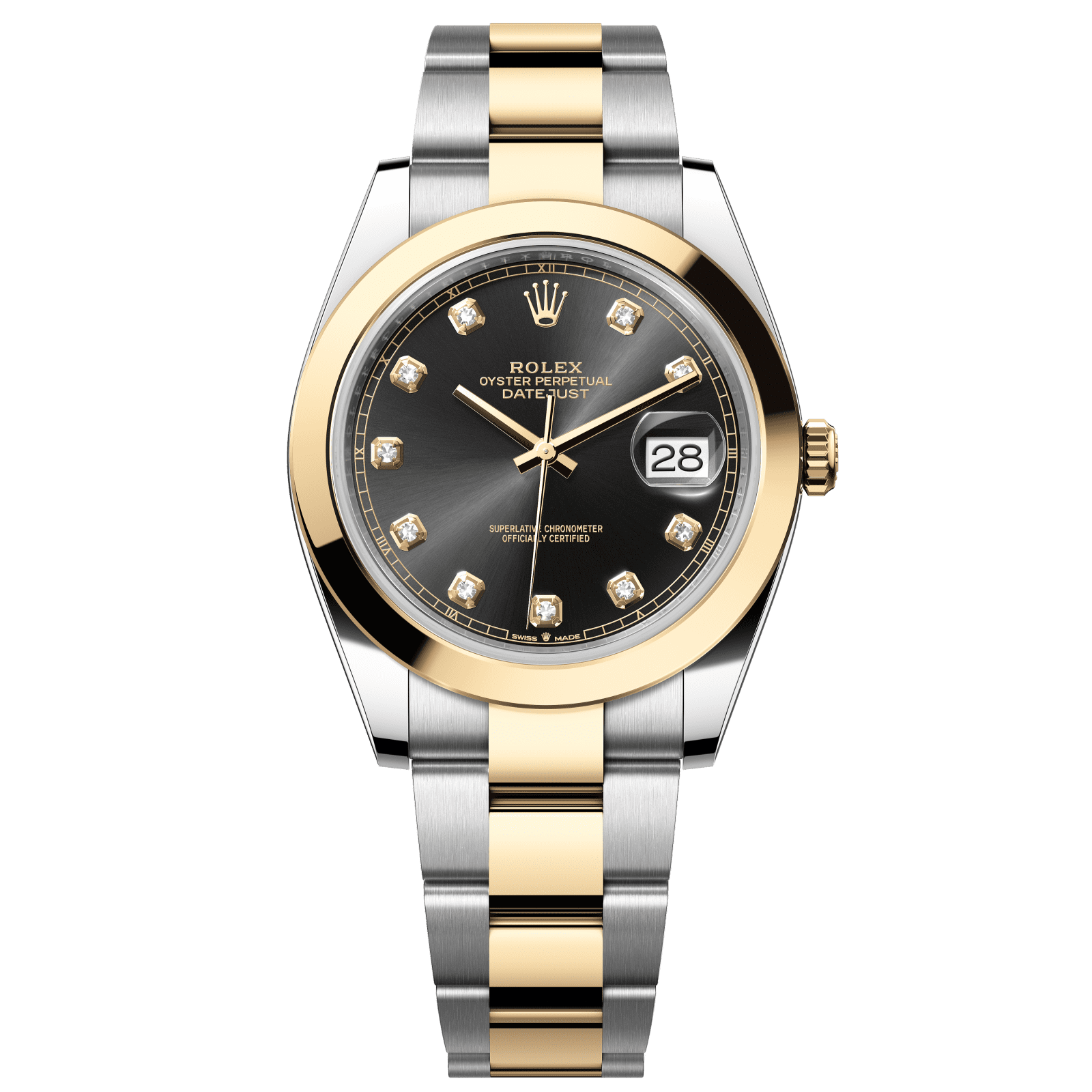 Rolex Datejust 41 41 mm Bright Black Set With Diamonds Dial Oystersteel and 18k Yellow Gold Oyster Bracelet 126303-0005 - WATCHXNYC