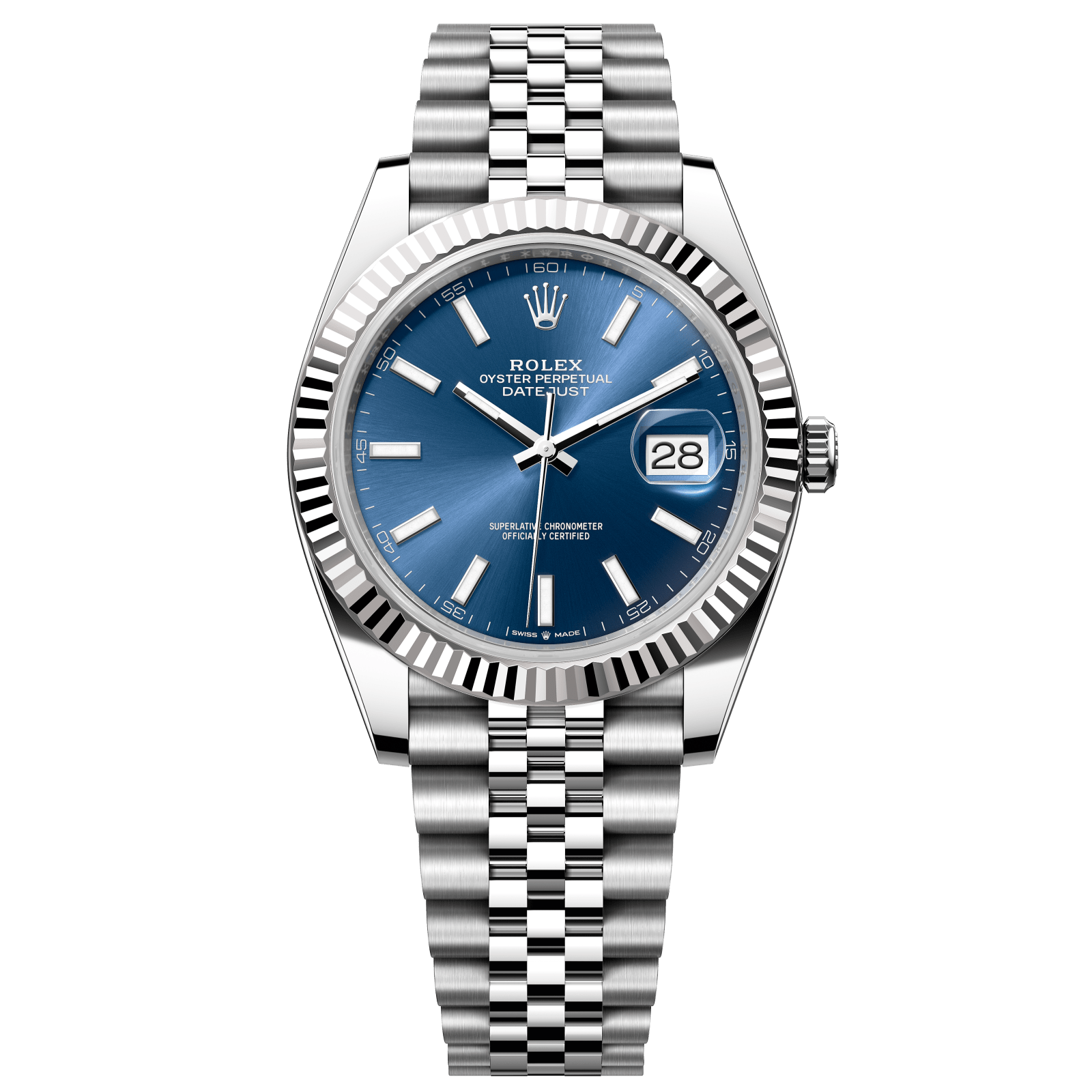 Rolex Datejust 41 41 mm Bright Blue Dial Oystersteel and White Gold Jubilee Bracelet 126334-0002 - WATCHXNYC