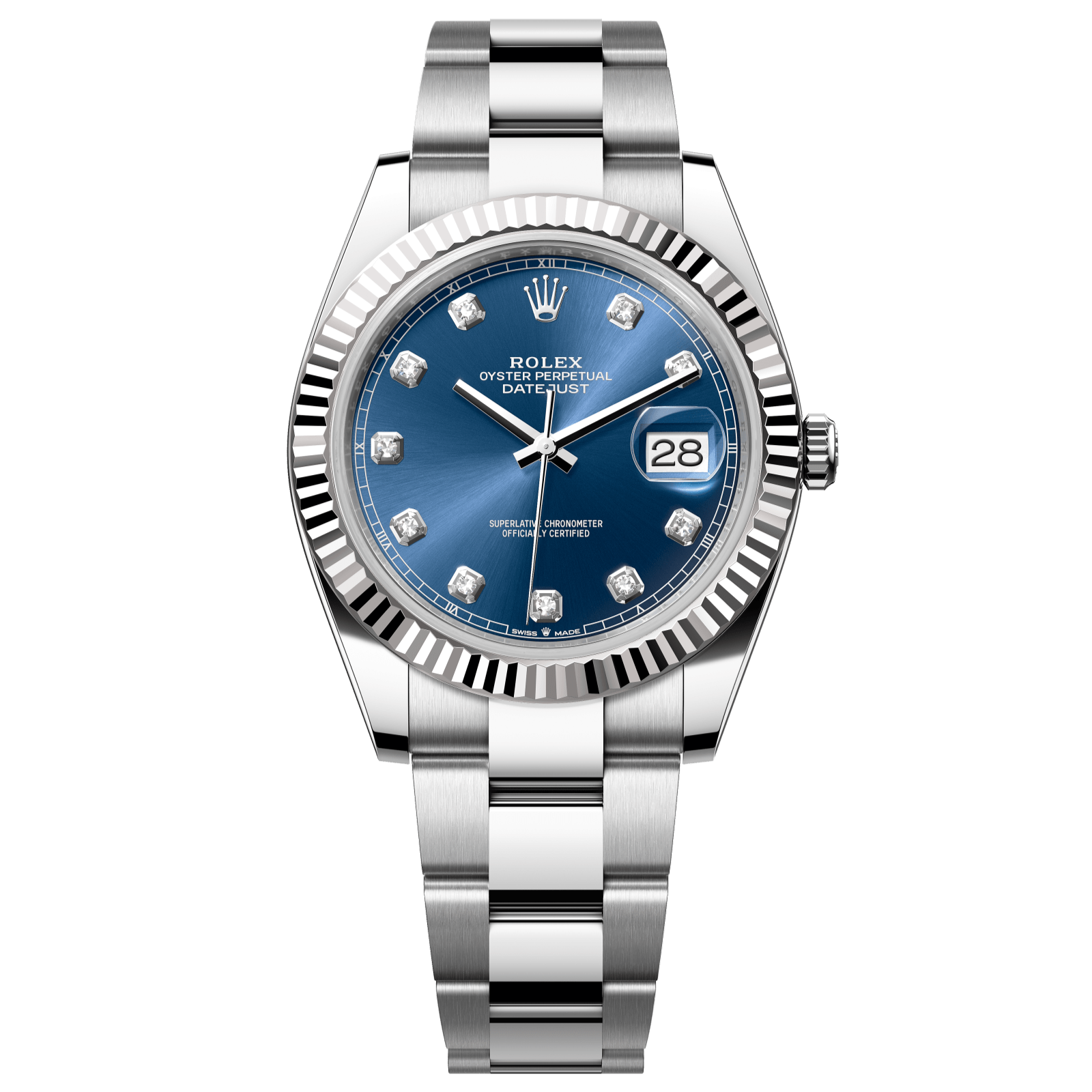 Rolex Datejust 41 41 mm Bright Blue Dial with Diamonds Oystersteel and White Gold Oyster Bracelet 126334-0015 - WATCHXNYC